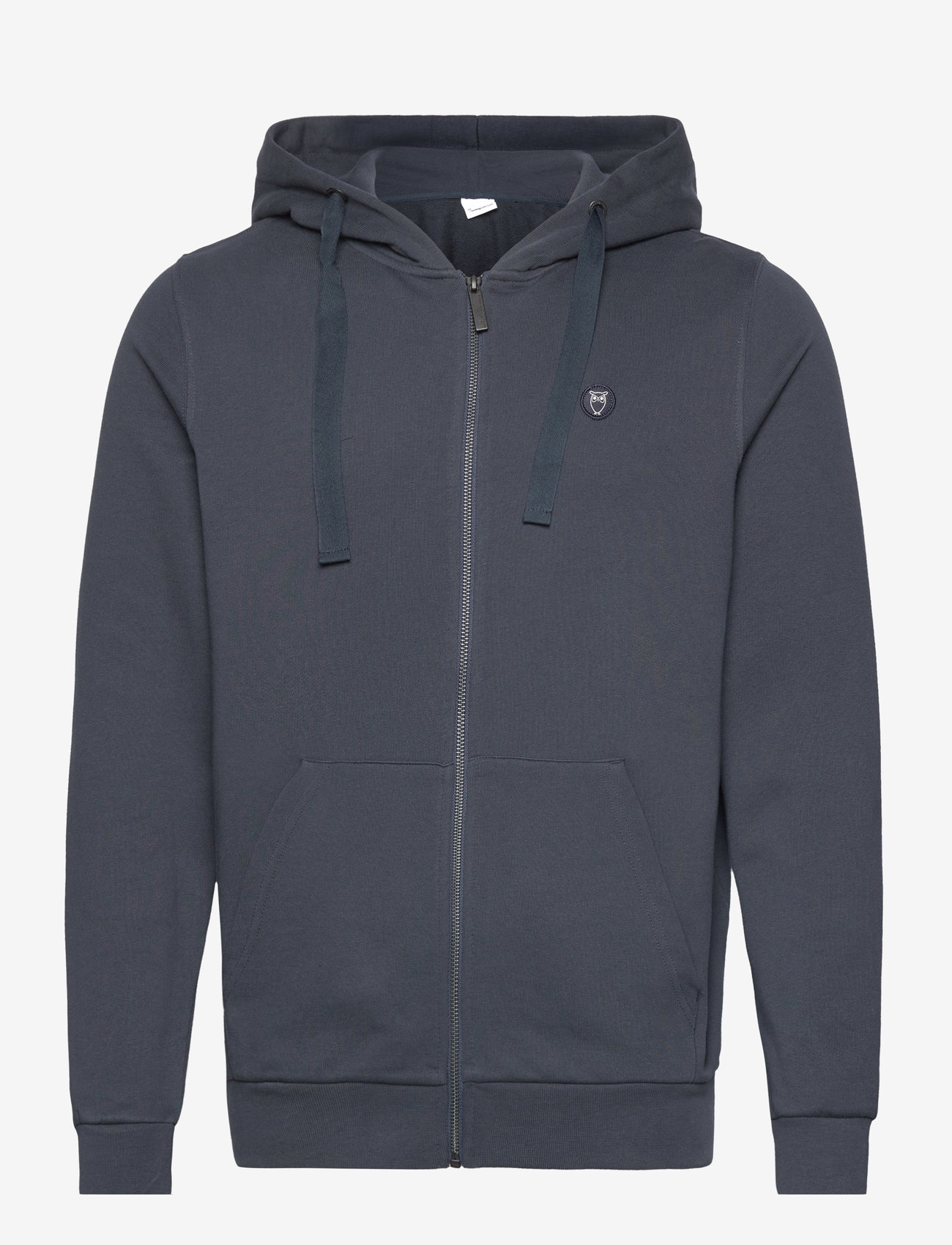 Knowledge Cotton Apparel - ASK regular zip hood kangaroo badge - hoodies - total eclipse - 0