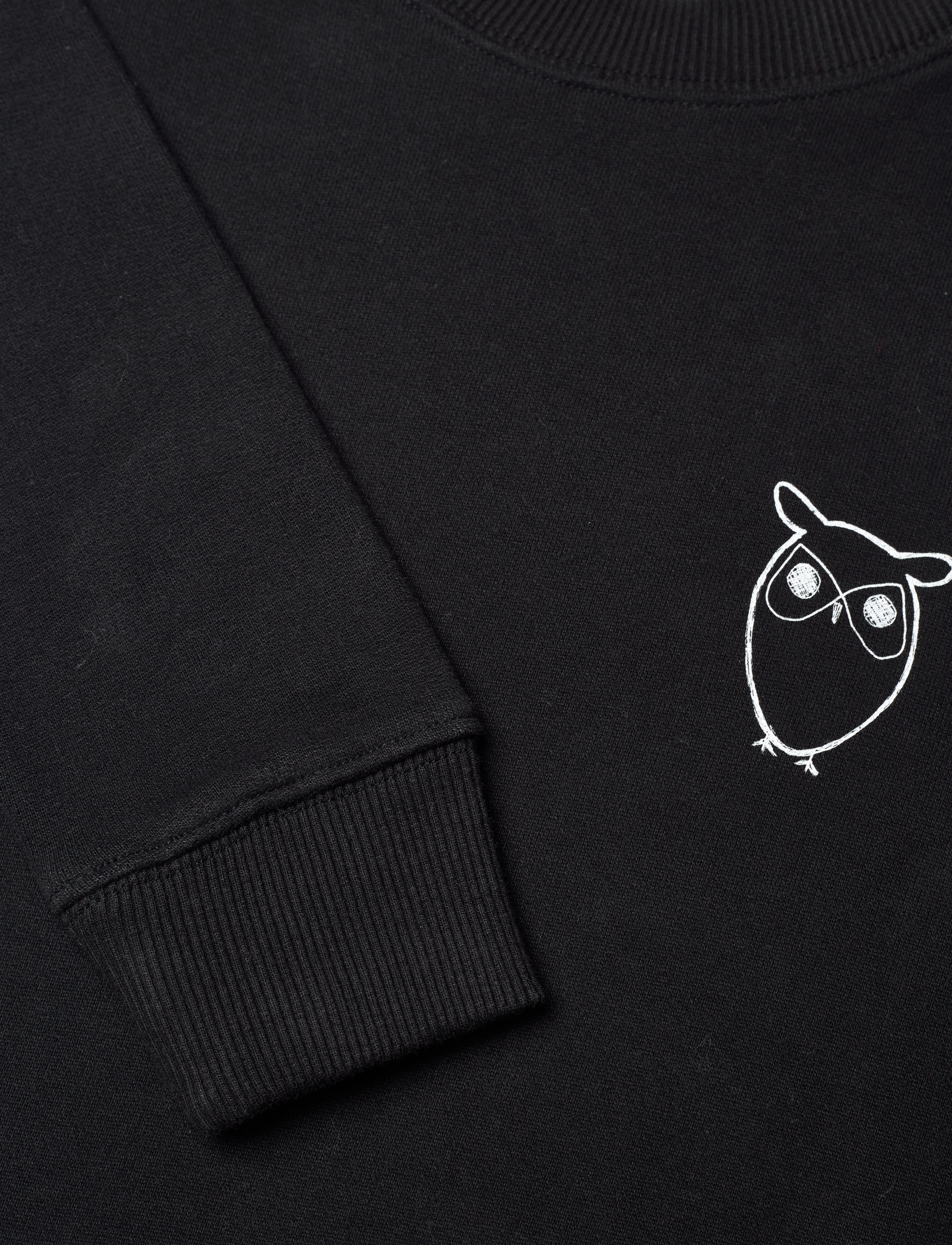 Knowledge Cotton Apparel - Small owl chest print sweat. - GOTS/Vegan - sweatshirts - black jet - 2