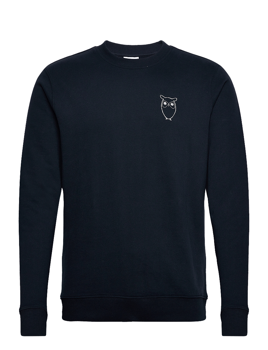 Knowledge Cotton Apparel - Small owl chest print sweat. - GOTS/Vegan - sweatshirts - total eclipse - 0