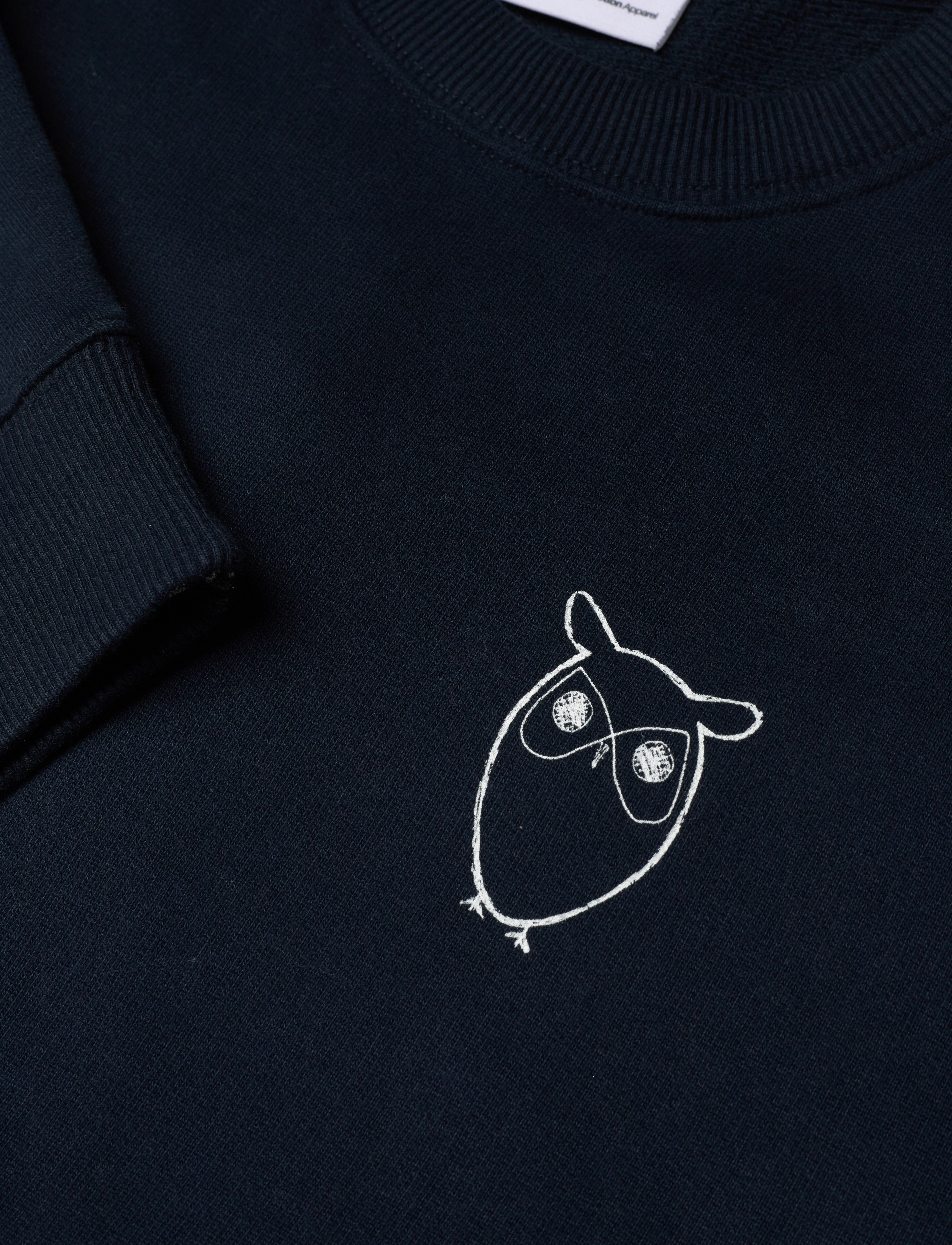Knowledge Cotton Apparel - Small owl chest print sweat. - GOTS/Vegan - shop by occasion - total eclipse - 2