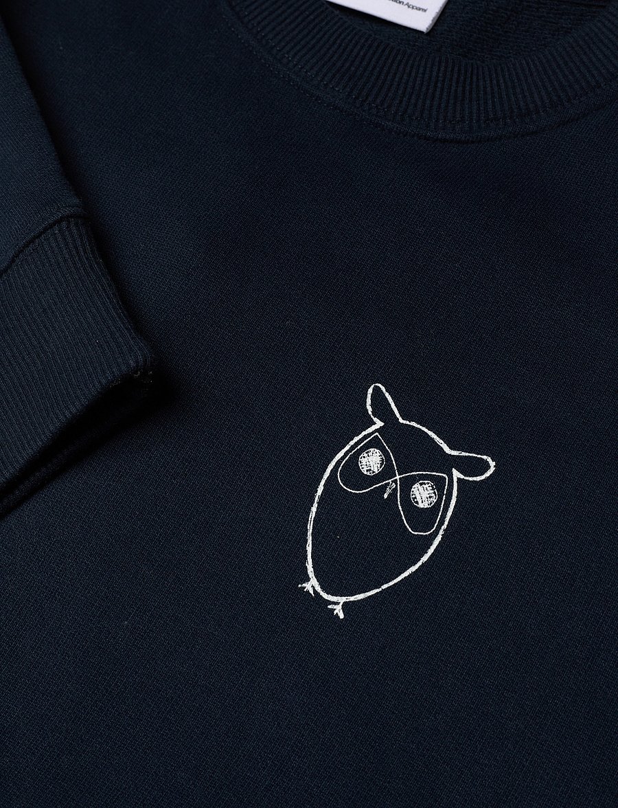 Knowledge Cotton Apparel - Small owl chest print sweat. - GOTS/Vegan - sweatshirts - total eclipse - 2