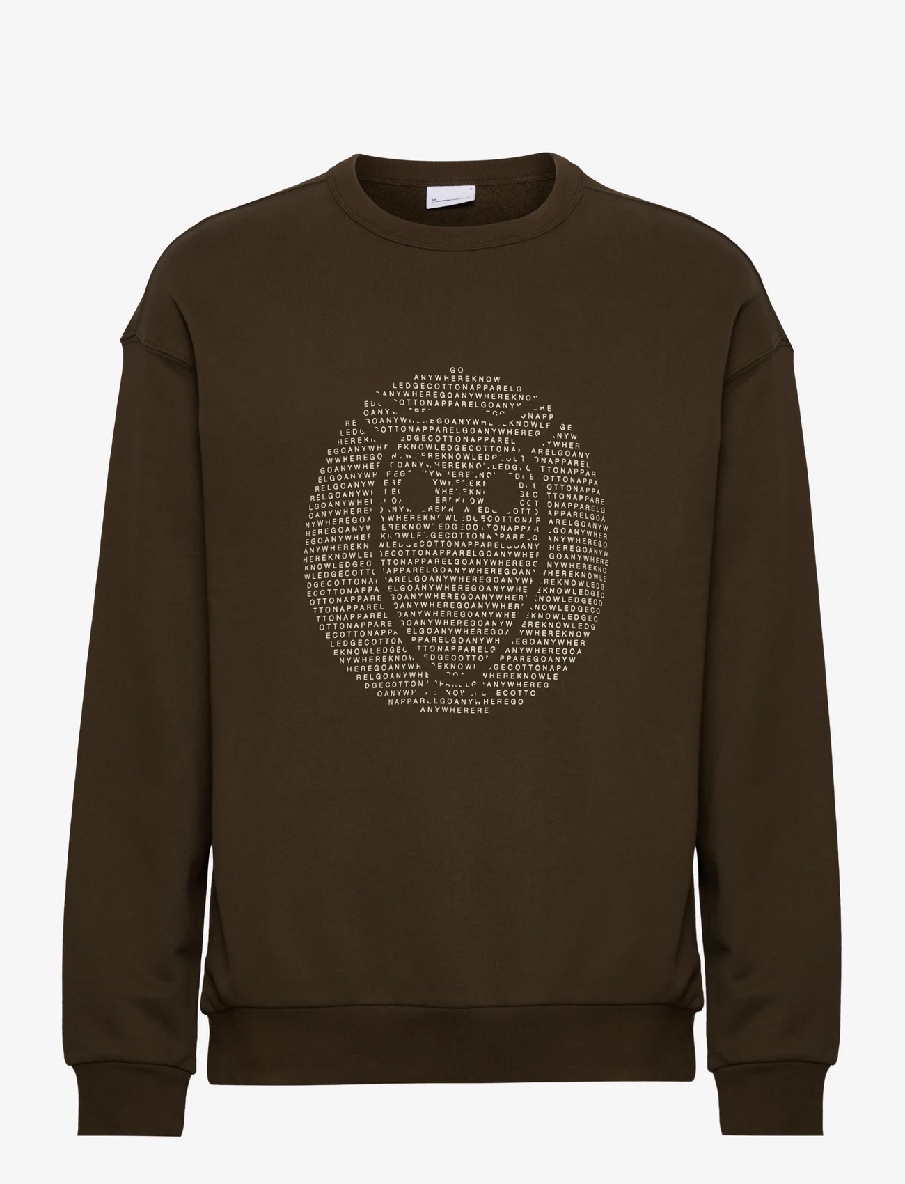 Knowledge Cotton Apparel - Loose fit sweat with owl print - GO - medvilniniai megztiniai - dark olive - 0