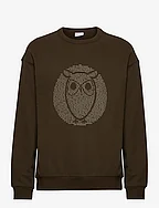Loose fit sweat with owl print - GO - DARK OLIVE