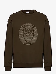 Knowledge Cotton Apparel - Loose fit sweat with owl print - GO - svetarit - dark olive - 0