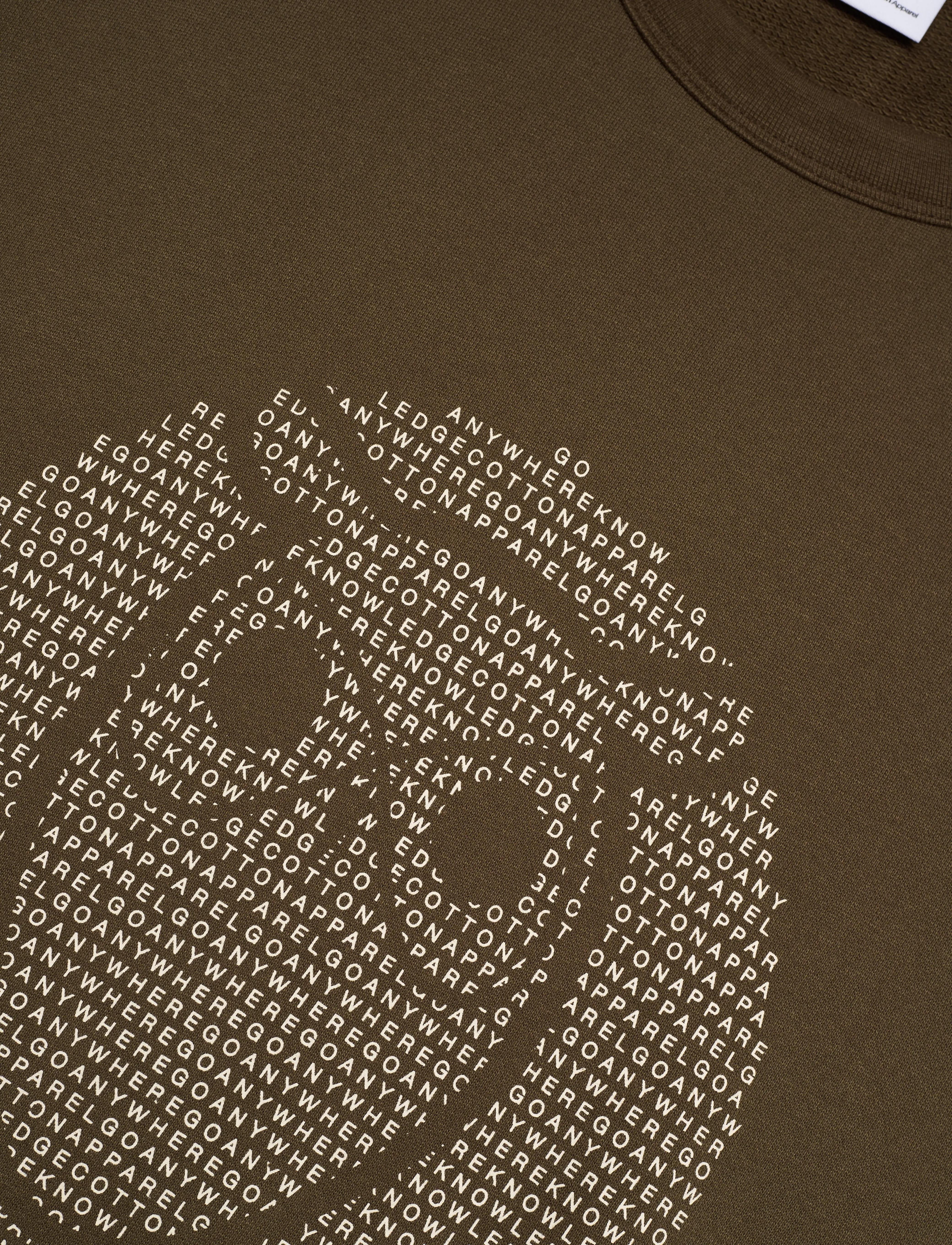 Knowledge Cotton Apparel - Loose fit sweat with owl print - GO - dark olive - 4