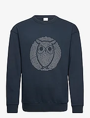 Knowledge Cotton Apparel - Loose fit sweat with owl print - GO - sweatshirts - total eclipse - 0
