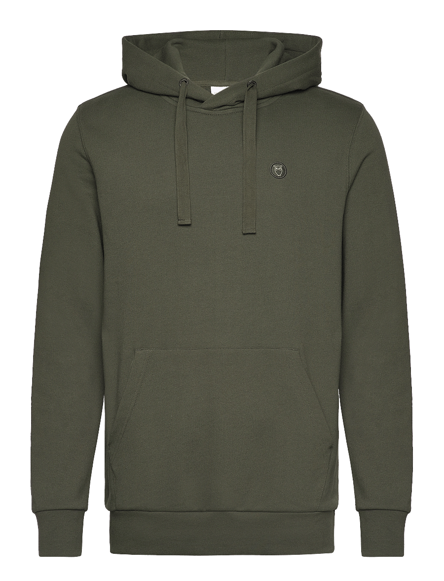 Knowledge Cotton Apparel - ARVID basic hood badge sweat - GOTS - sweats à capuche - forrest night - 1