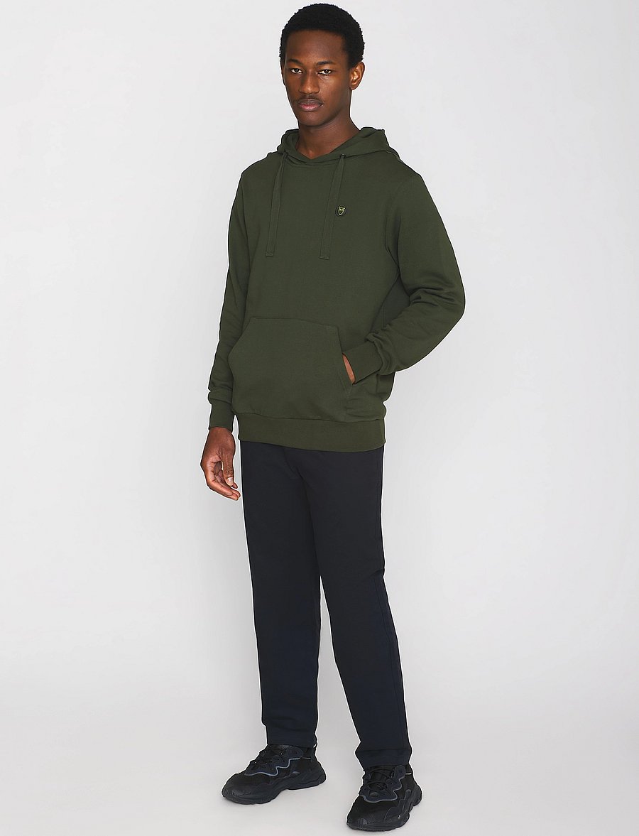 Knowledge Cotton Apparel - ARVID basic hood badge sweat - GOTS - sweats à capuche - forrest night - 4