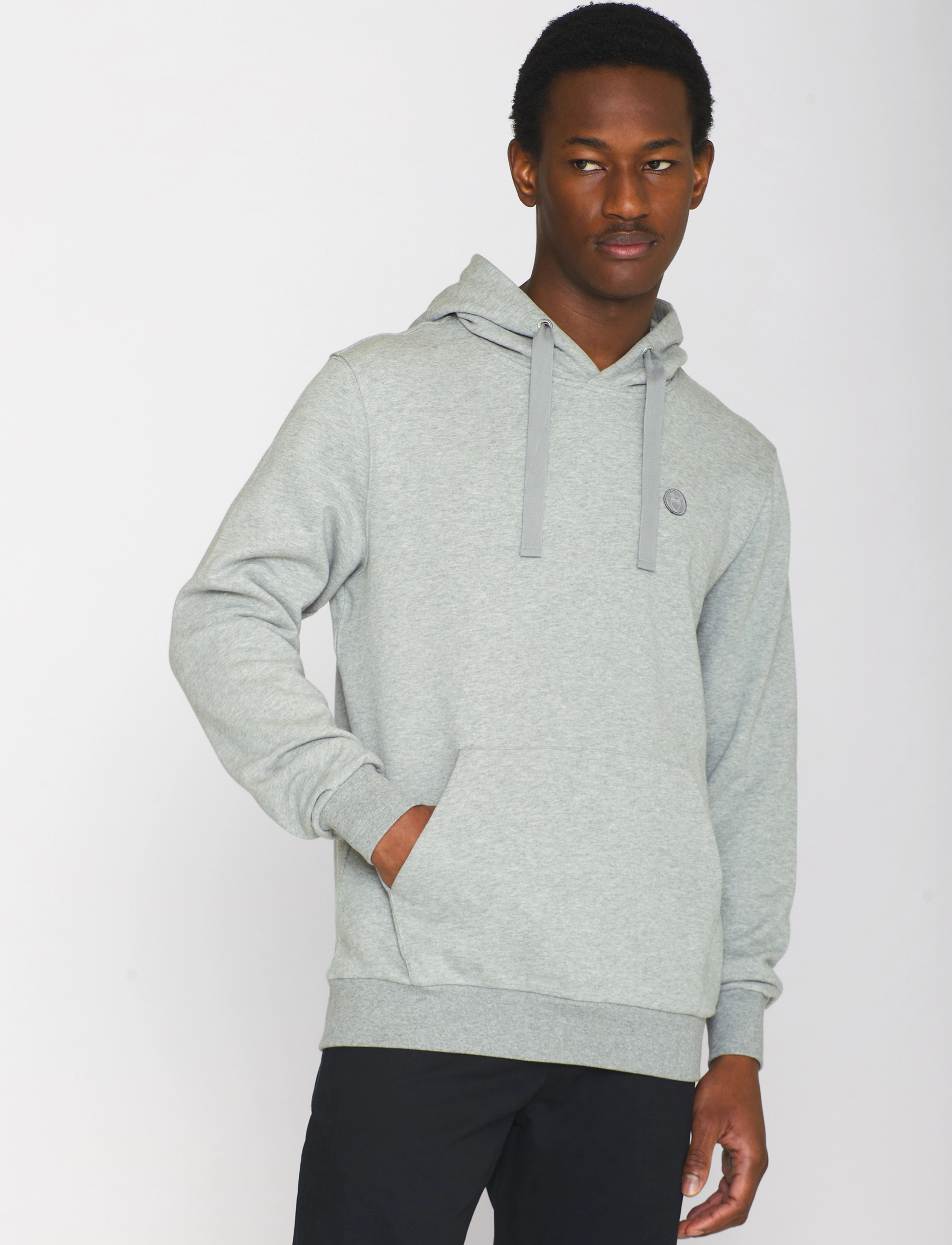 Knowledge Cotton Apparel Arvid Basic Hood Badge Sweat Gots, Mænd, Basis Hoodie, Grå, Str: L