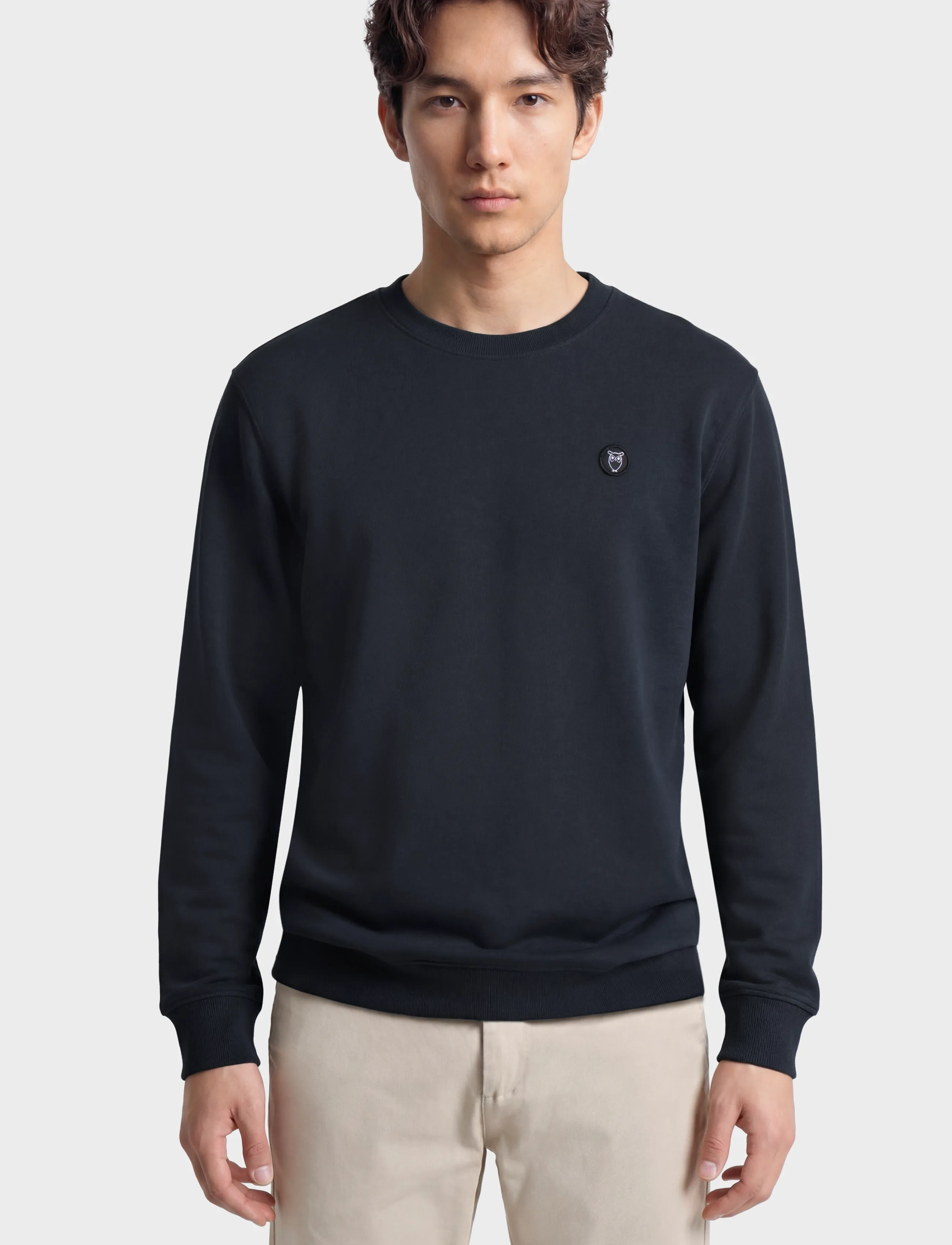 Knowledge Cotton Apparel Badge core crew neck - Kleidung - TOTAL ECLIPSE / navy