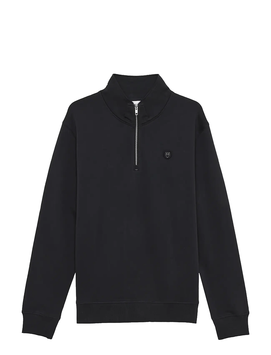 Knowledge Cotton Apparel - Badge core halfzip - pullover mit halbem reißverschluss - black jet - 0