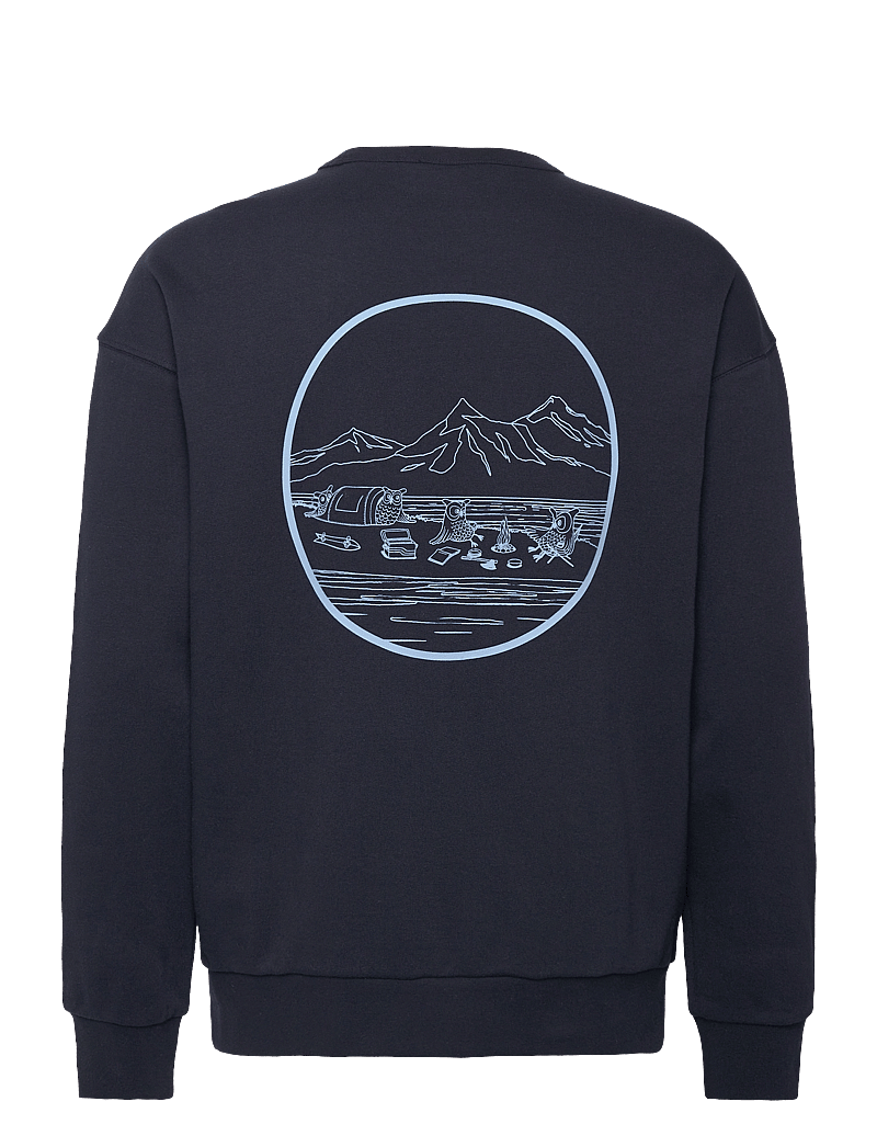 Knowledge Cotton Apparel - Loose fit sweat owl chill camp prin - sweatshirts - night sky - 1