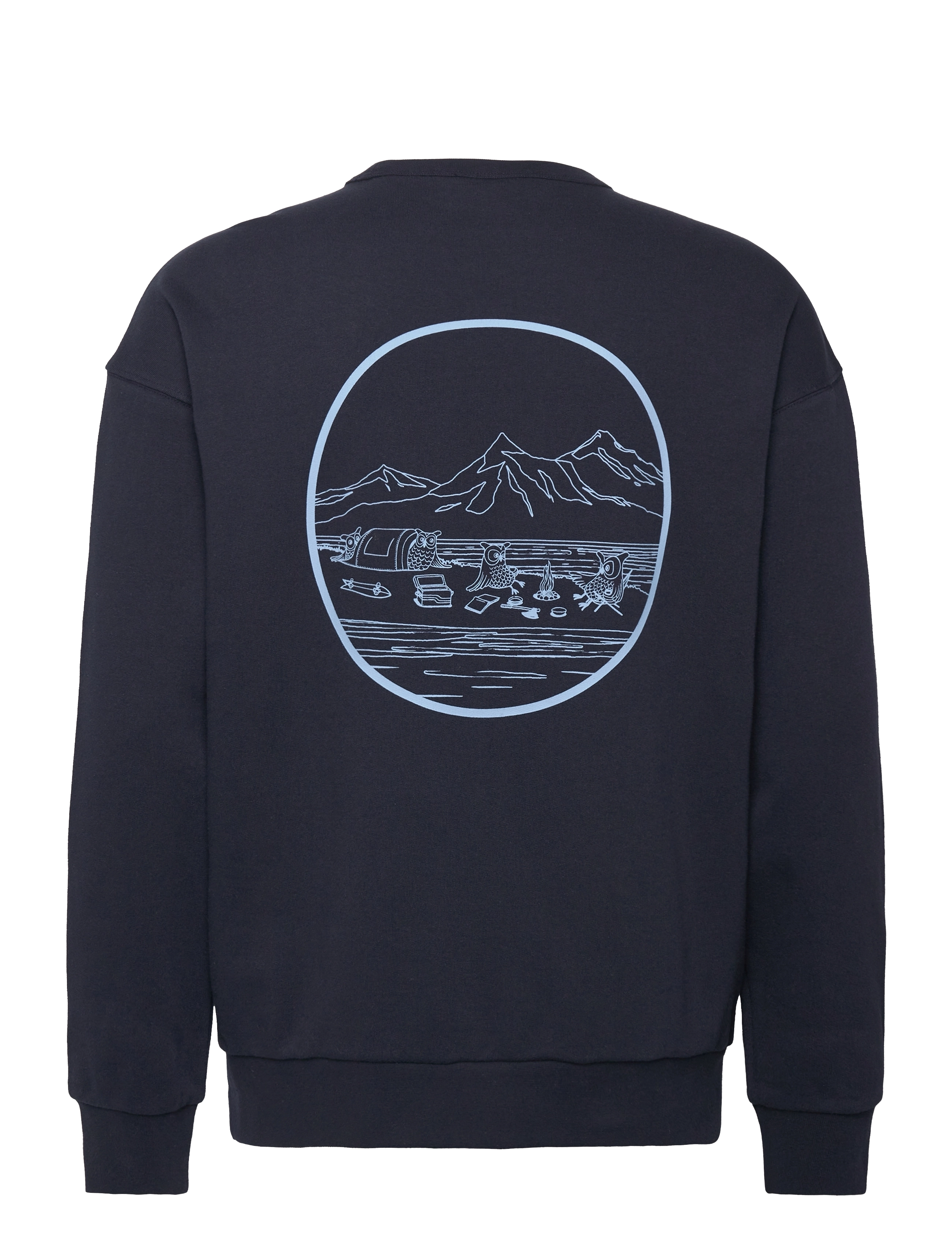 Knowledge Cotton Apparel - Loose fit sweat owl chill camp prin - night sky - 1