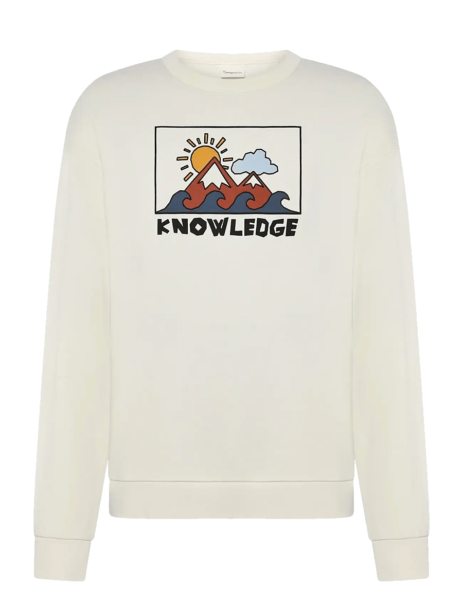 Knowledge Cotton Apparel - Relaxed printed crew neck - nach anlass kaufen - egret - 1