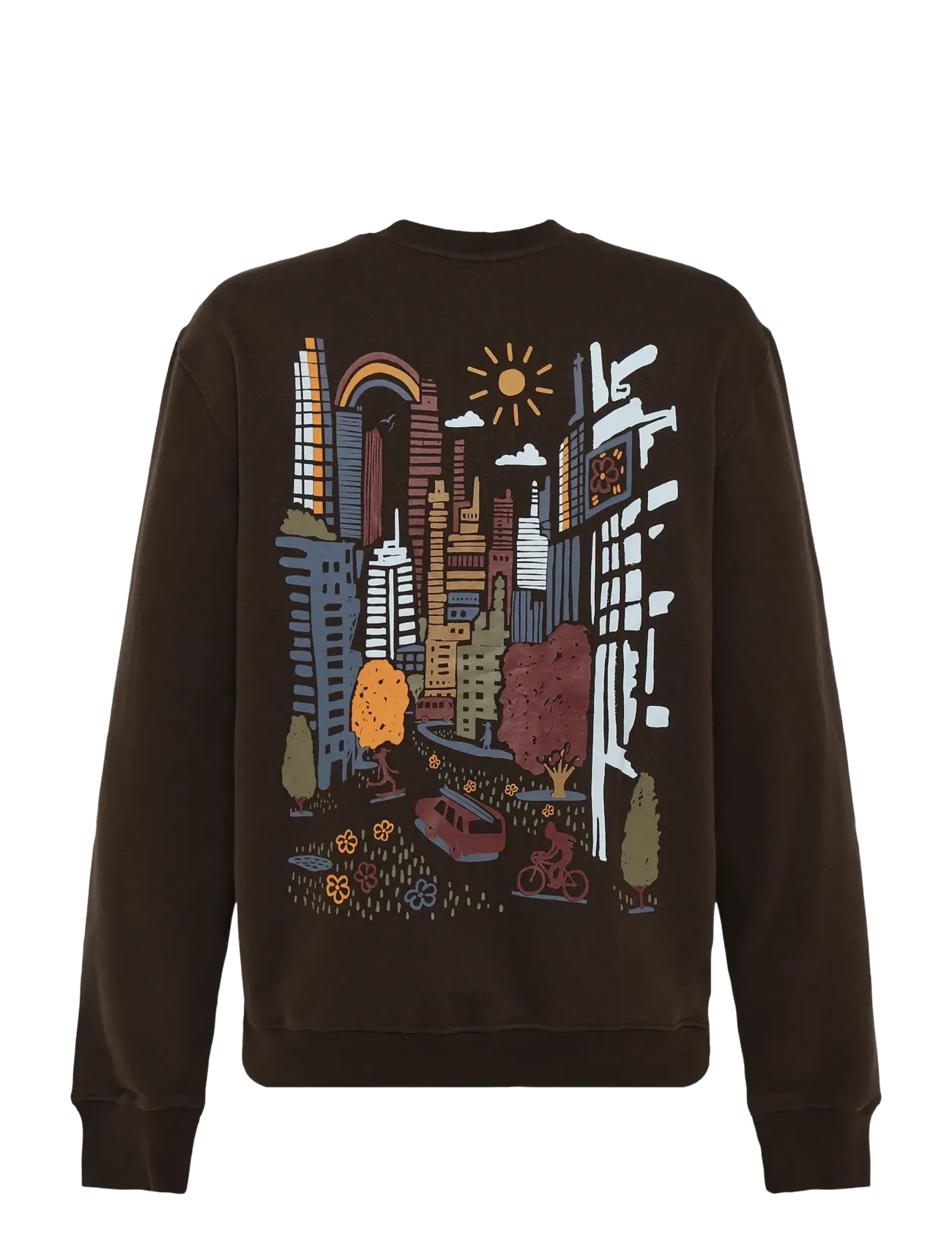 Knowledge Cotton Apparel - Relaxed printed crew neck - shoppa efter tillfälle - chocolate torte - 1
