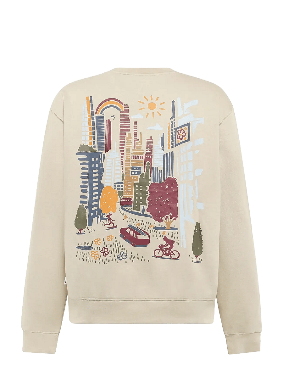 Knowledge Cotton Apparel - Relaxed printed crew neck - shoppa efter tillfälle - light feather gray - 2