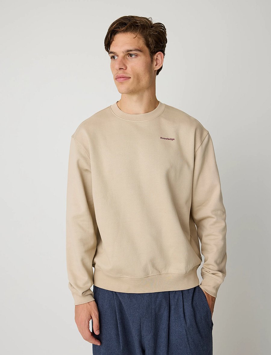 Knowledge Cotton Apparel - Relaxed printed crew neck - shoppa efter tillfälle - light feather gray - 0