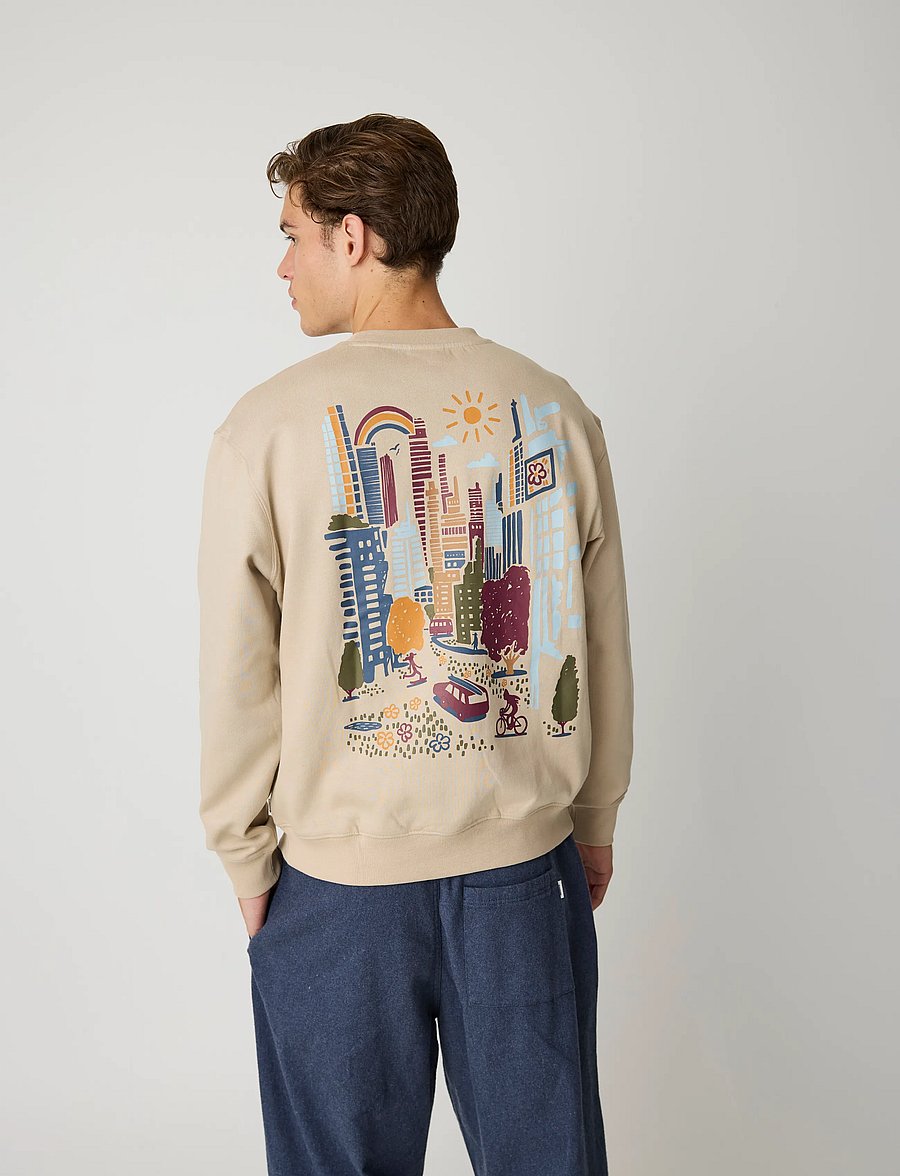 Knowledge Cotton Apparel - Relaxed printed crew neck - shoppa efter tillfälle - light feather gray - 3