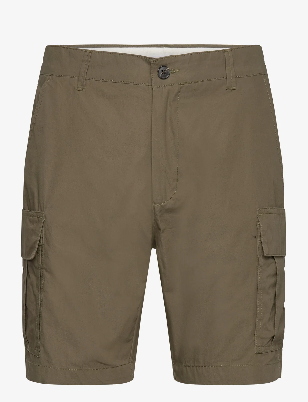 Knowledge Cotton Apparel - FIG loose cargo poplin shorts - GOT - cargo shorts - burned olive - 1