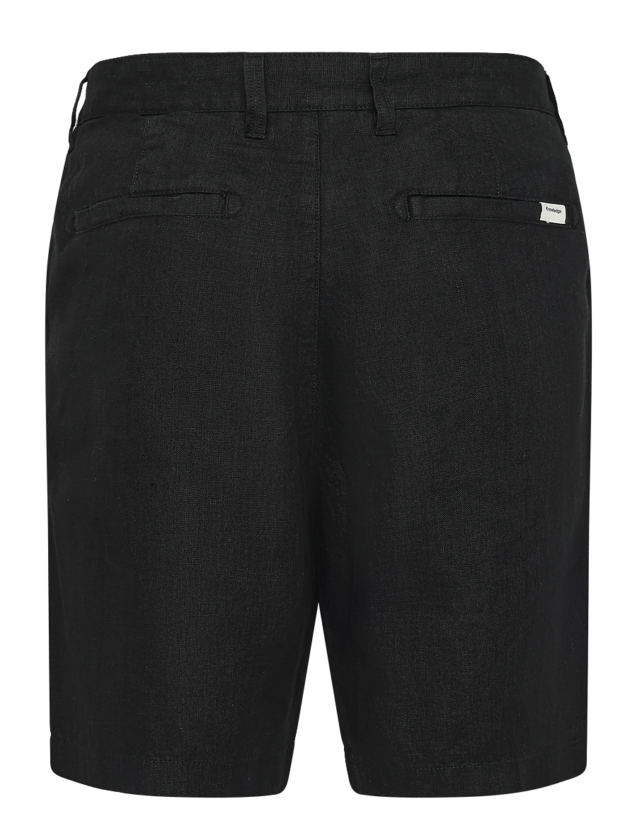 Knowledge Cotton Apparel - Chuck regular linen shorts - black jet - 1