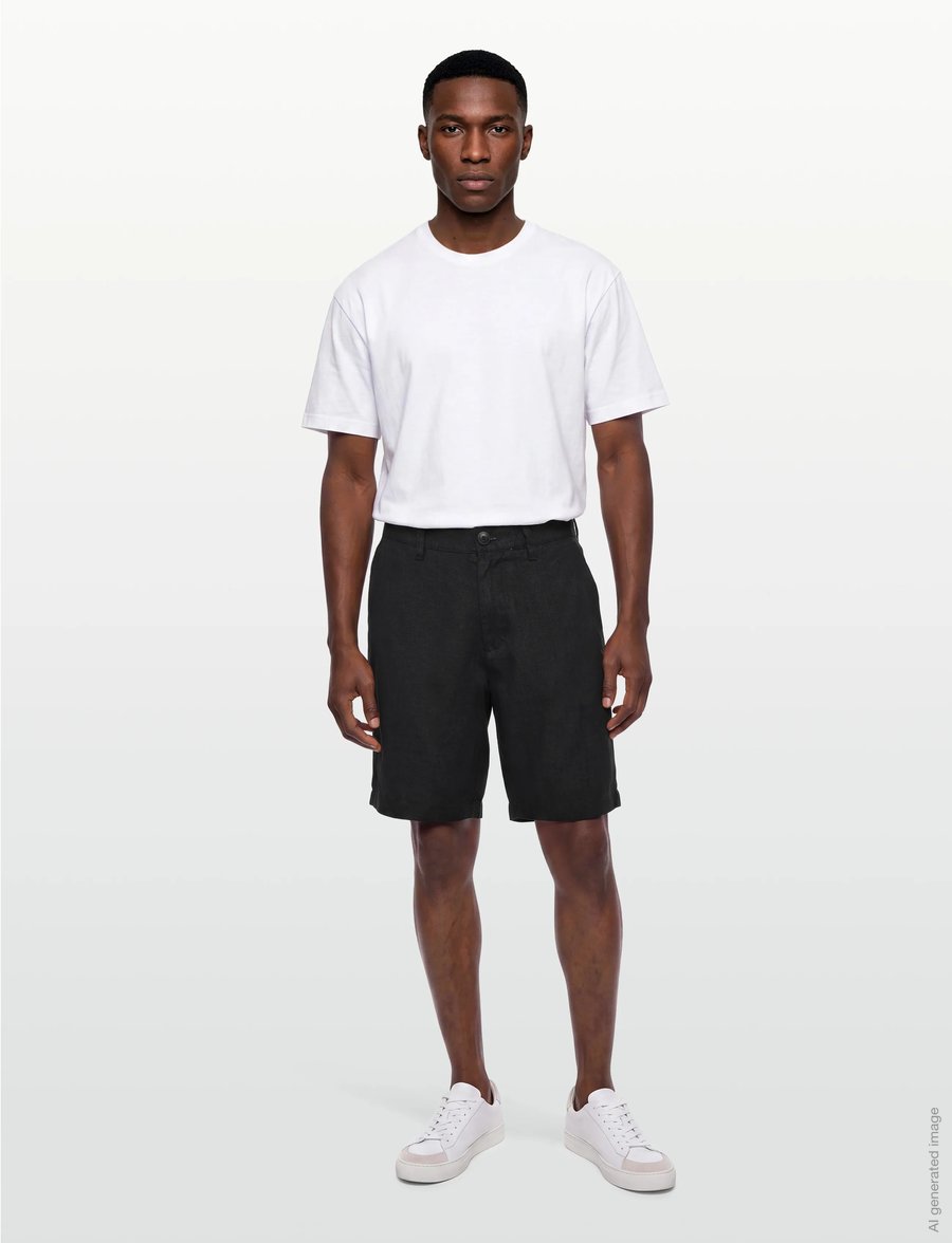 Knowledge Cotton Apparel - Chuck regular linen shorts - leinen-shorts - black jet - 0