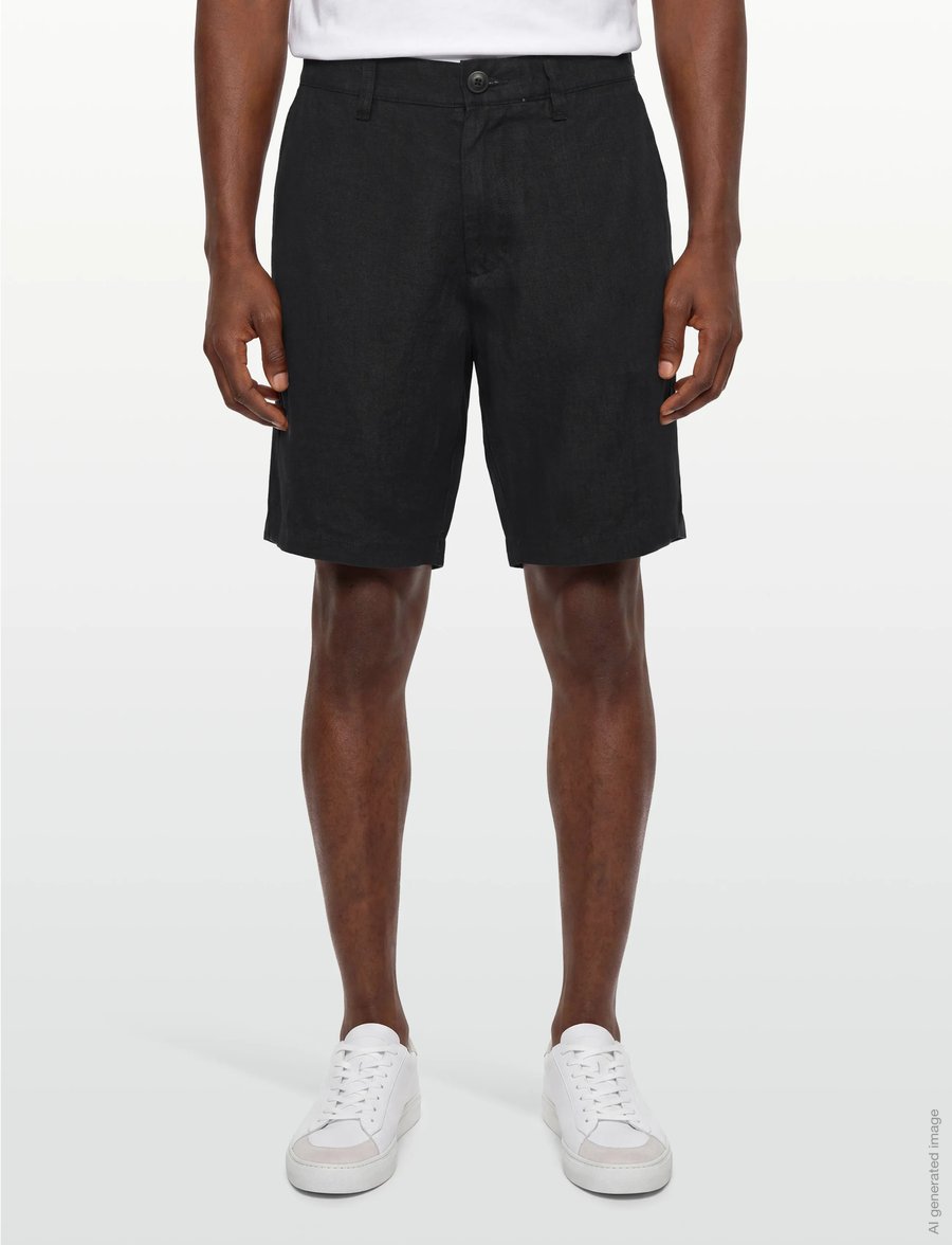 Knowledge Cotton Apparel - Chuck regular linen shorts - leinen-shorts - black jet - 3