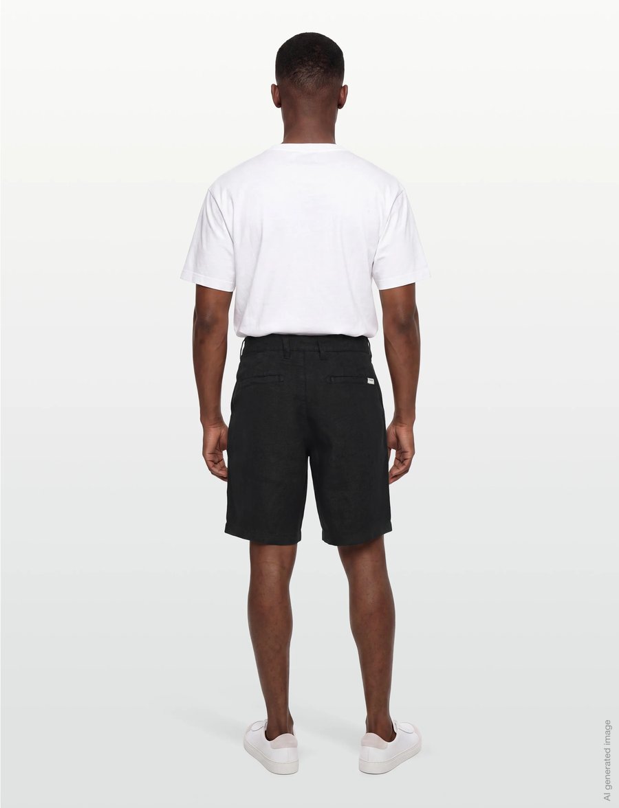 Knowledge Cotton Apparel - Chuck regular linen shorts - leinen-shorts - black jet - 4
