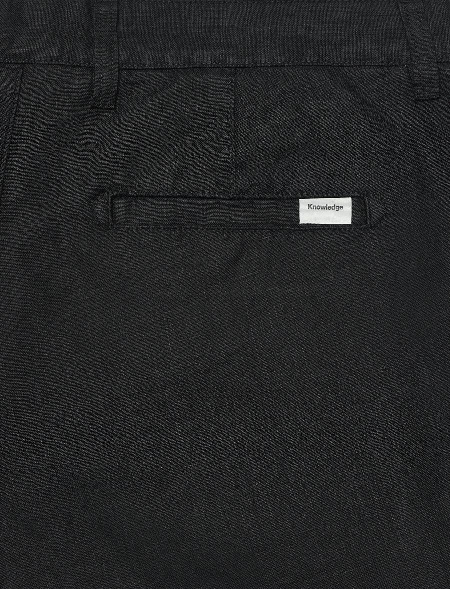 Knowledge Cotton Apparel - Chuck regular linen shorts - black jet - 2