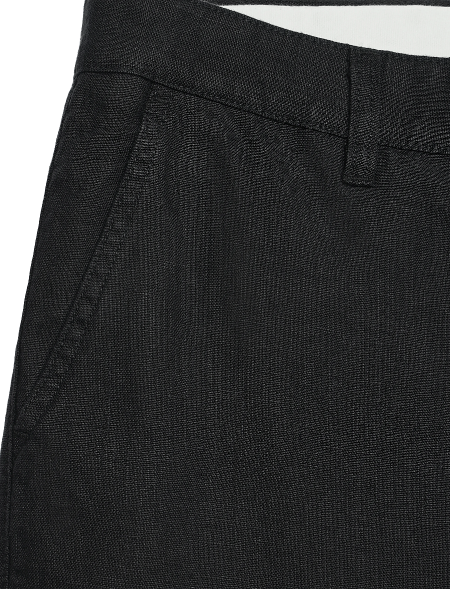 Knowledge Cotton Apparel - Chuck regular linen shorts - black jet - 4