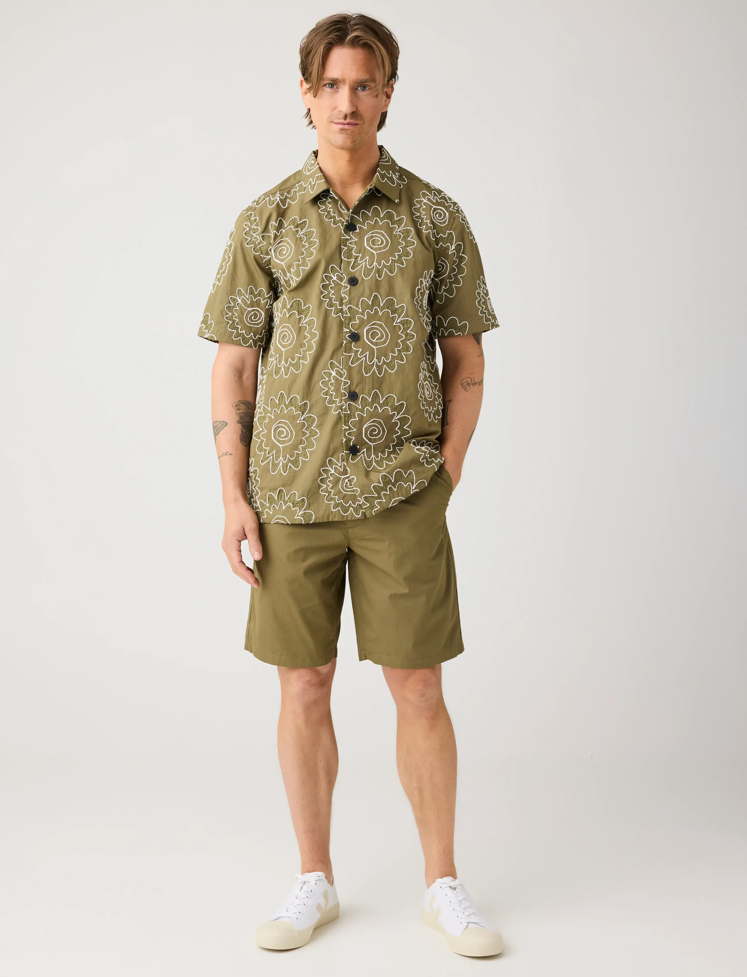 Knowledge Cotton Apparel Fig Comfort Poplin Shorts, XXL, Khakigrün - Casual Männerswear