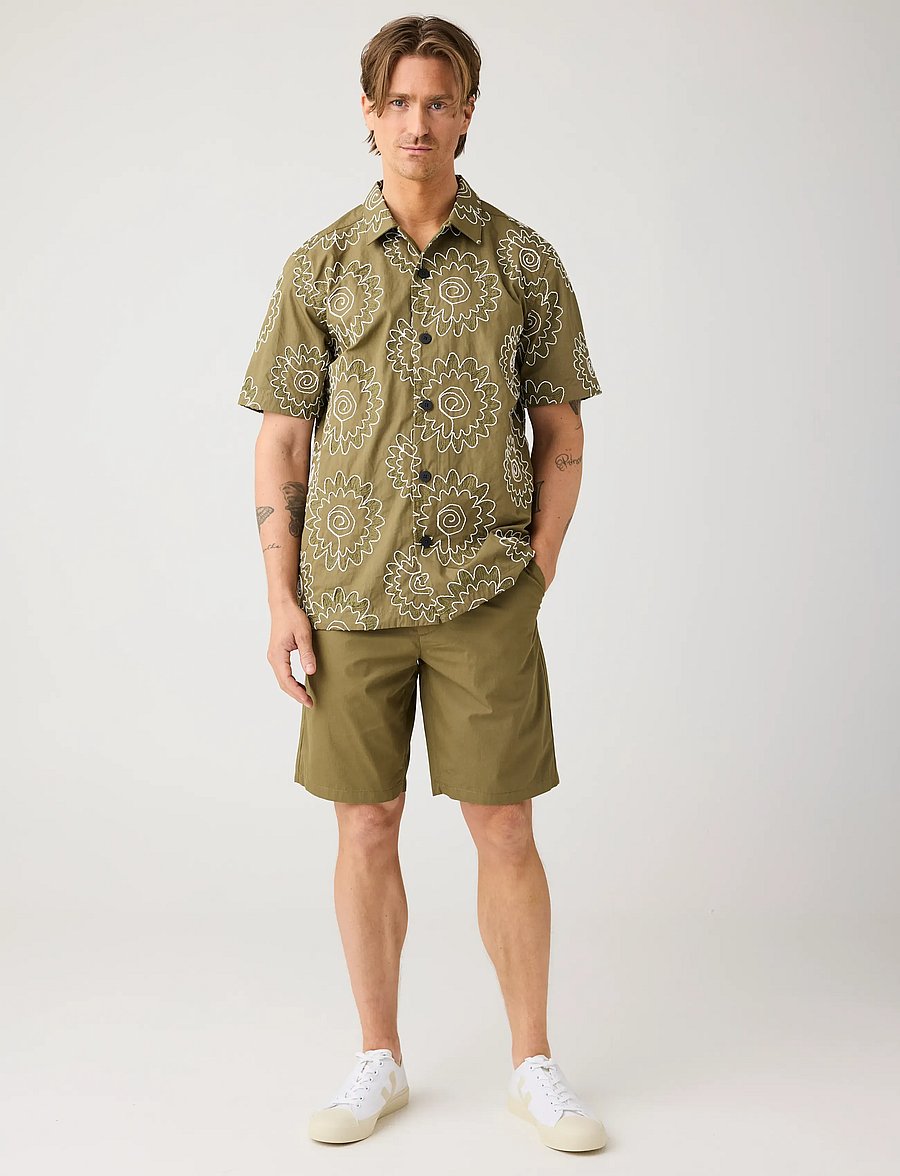 Knowledge Cotton Apparel - Fig comfort poplin shorts - casual shorts - burned olive - 0