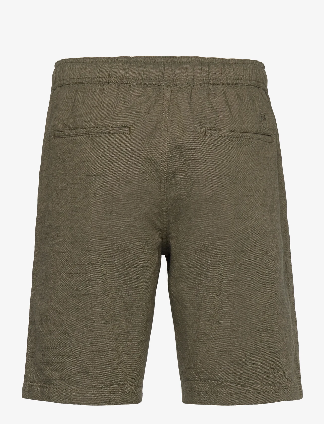 Knowledge Cotton Apparel - FIG loose Linen look shorts - GOTS/ - lühikesed vabaajapüksid - burned olive - 1