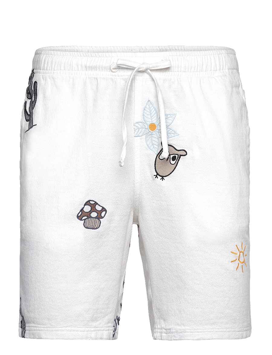 Knowledge Cotton Apparel - FIG loose with embroidery shorts - - egret - 0
