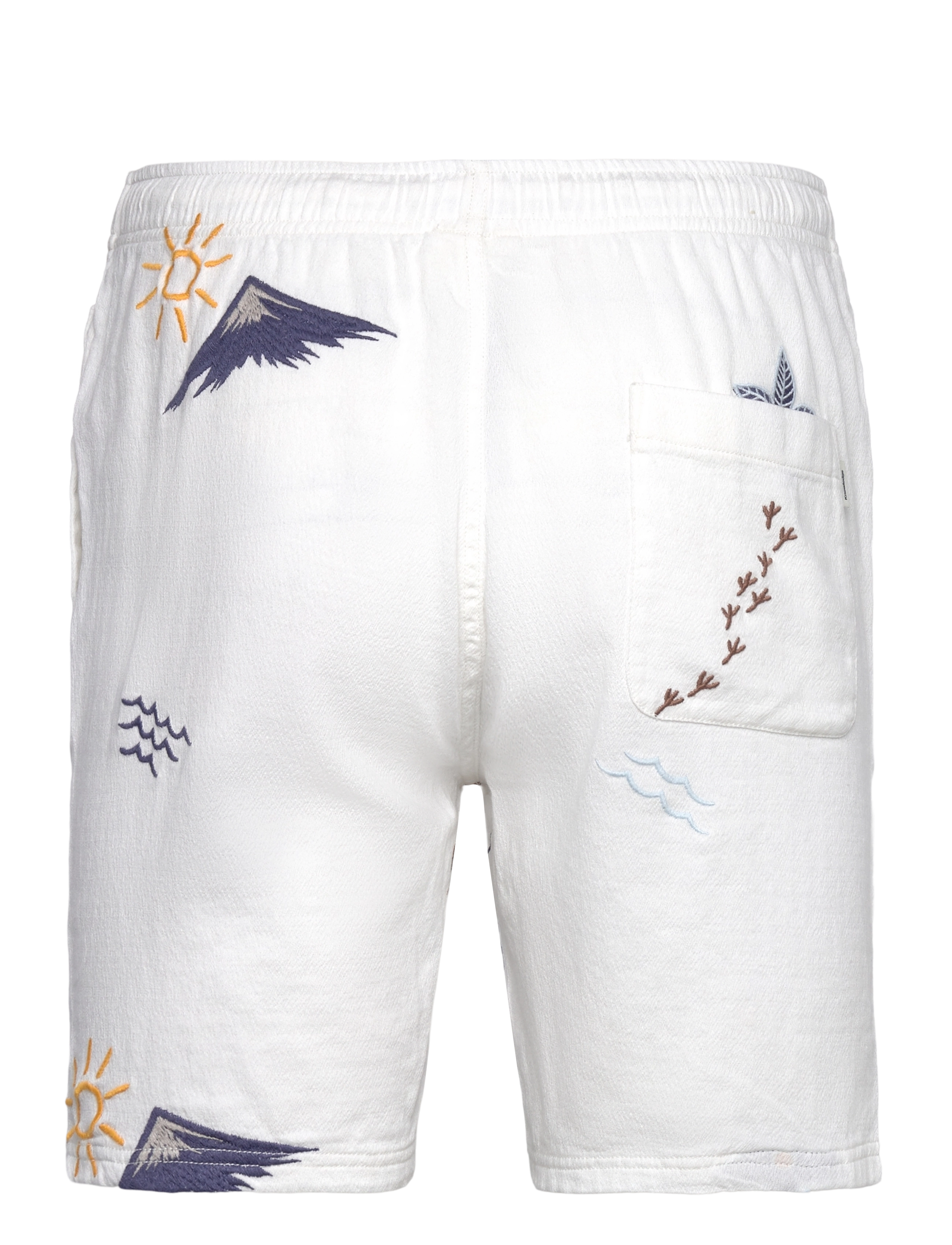 Knowledge Cotton Apparel - FIG loose with embroidery shorts - - egret - 1
