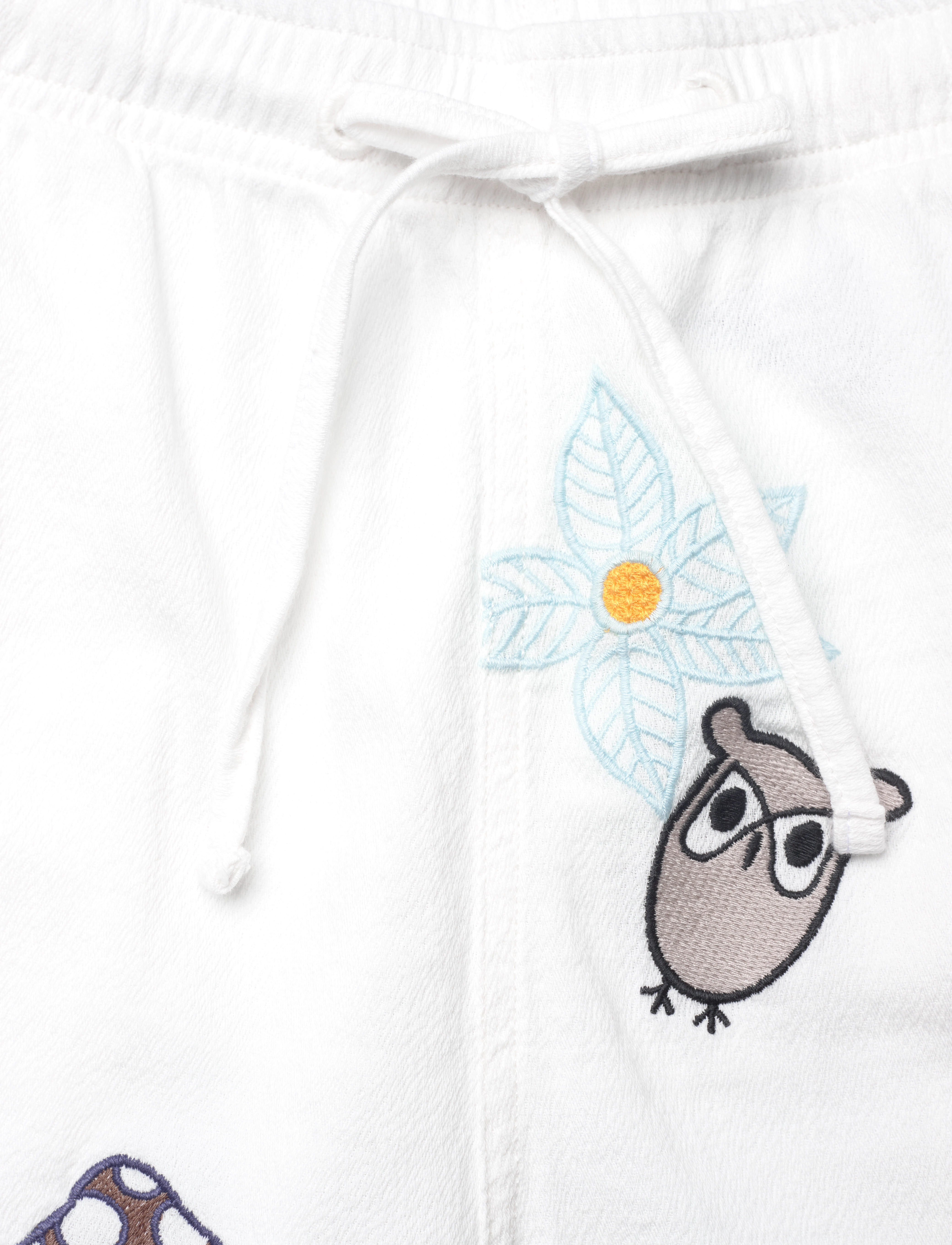 Knowledge Cotton Apparel - FIG loose with embroidery shorts - - egret - 3