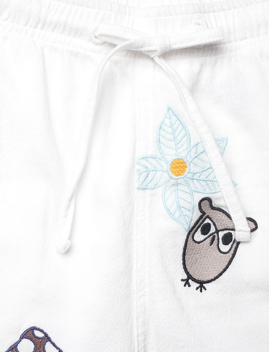 Knowledge Cotton Apparel - FIG loose with embroidery shorts - - egret - 3