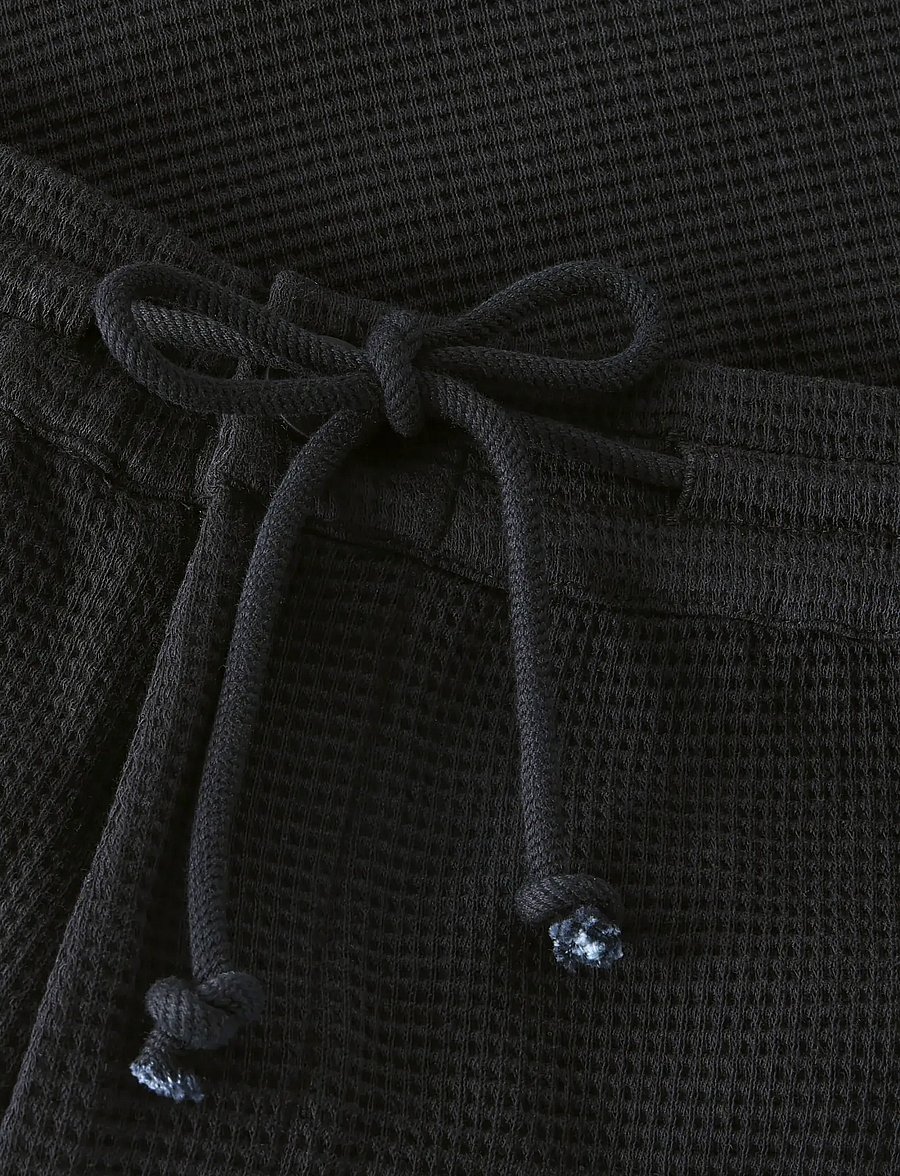 Knowledge Cotton Apparel - Ash comfort waffle shorts - casual shorts - black jet - 2