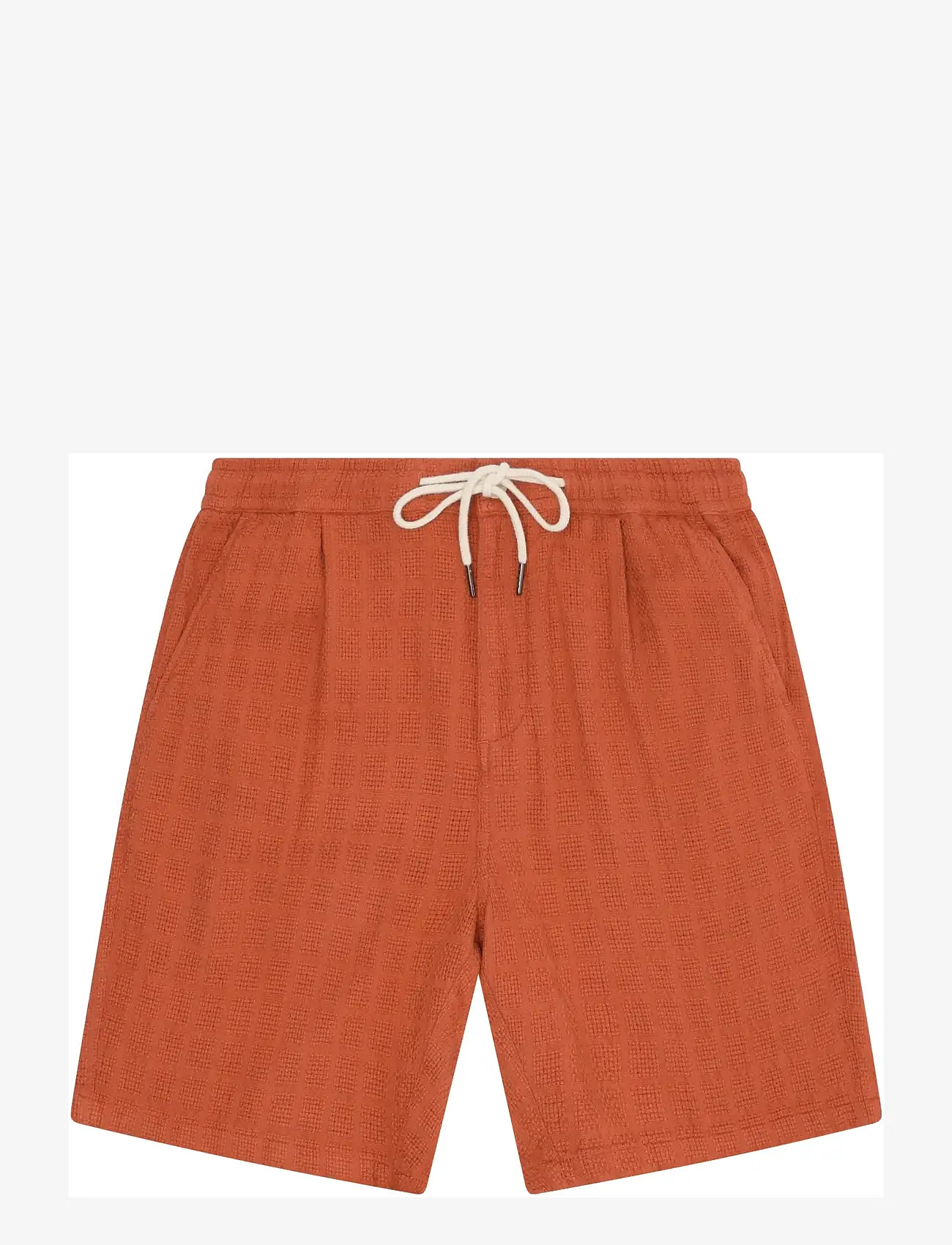 Knowledge Cotton Apparel - Fig loose structure shorts - casual shorts - burnt brick - 0