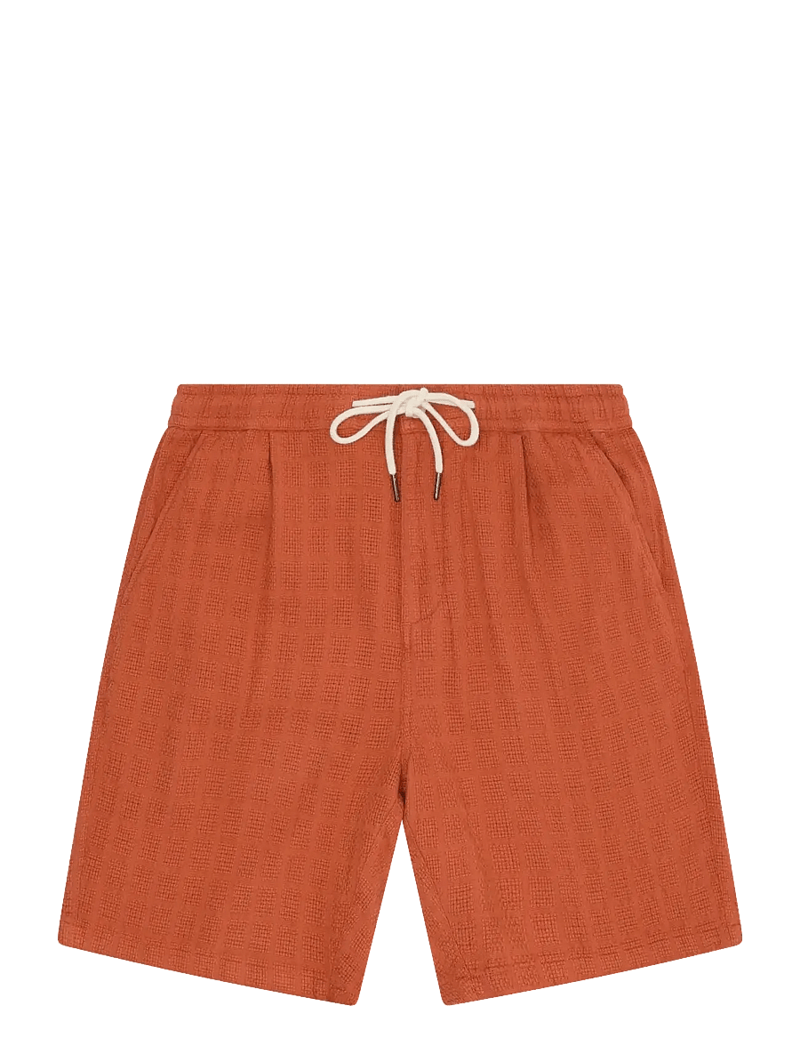 Knowledge Cotton Apparel - Fig loose structure shorts - casual shorts - burnt brick - 1