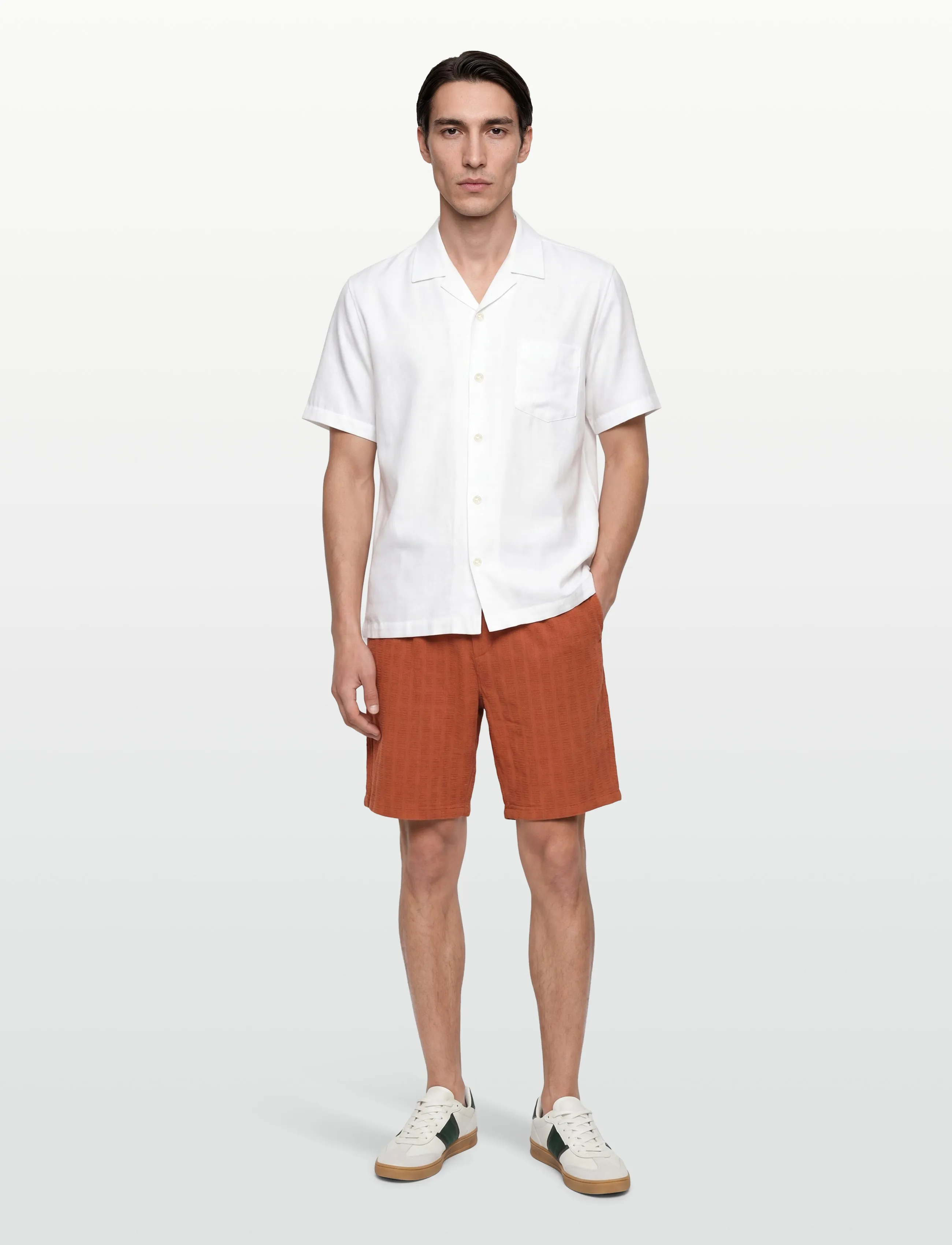 Knowledge Cotton Apparel Fig Loose Structure Shorts, XL, Orange - Casual Männerswear