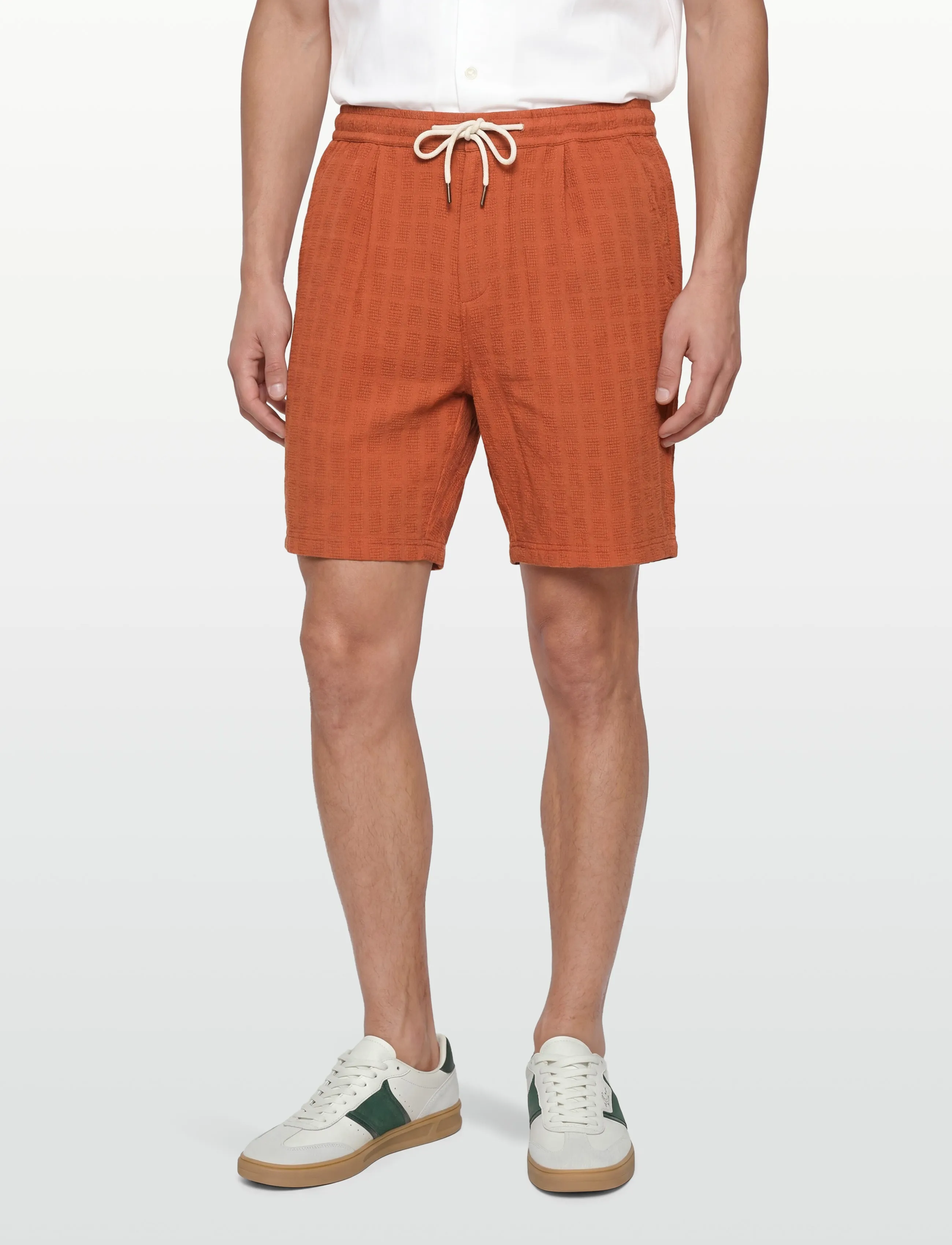 Knowledge Cotton Apparel - Fig loose structure shorts - casual shorts - burnt brick - 3