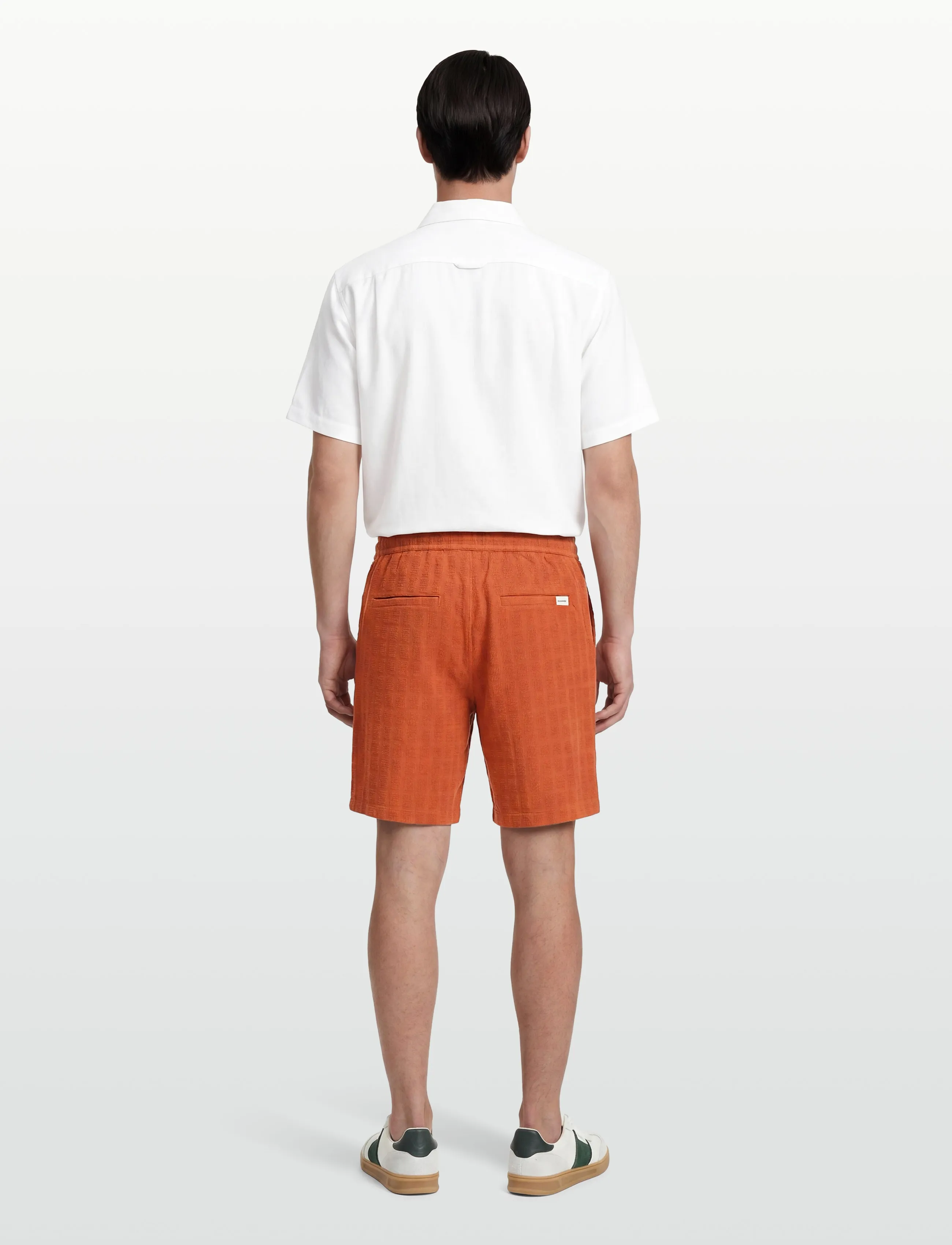 Knowledge Cotton Apparel - Fig loose structure shorts - casual shorts - burnt brick - 4