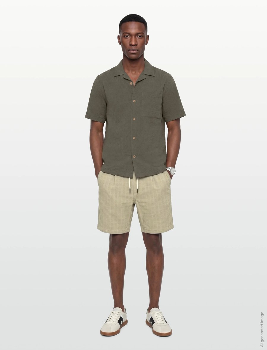 Knowledge Cotton Apparel - Fig loose structure shorts - casual shorts - twill - 0