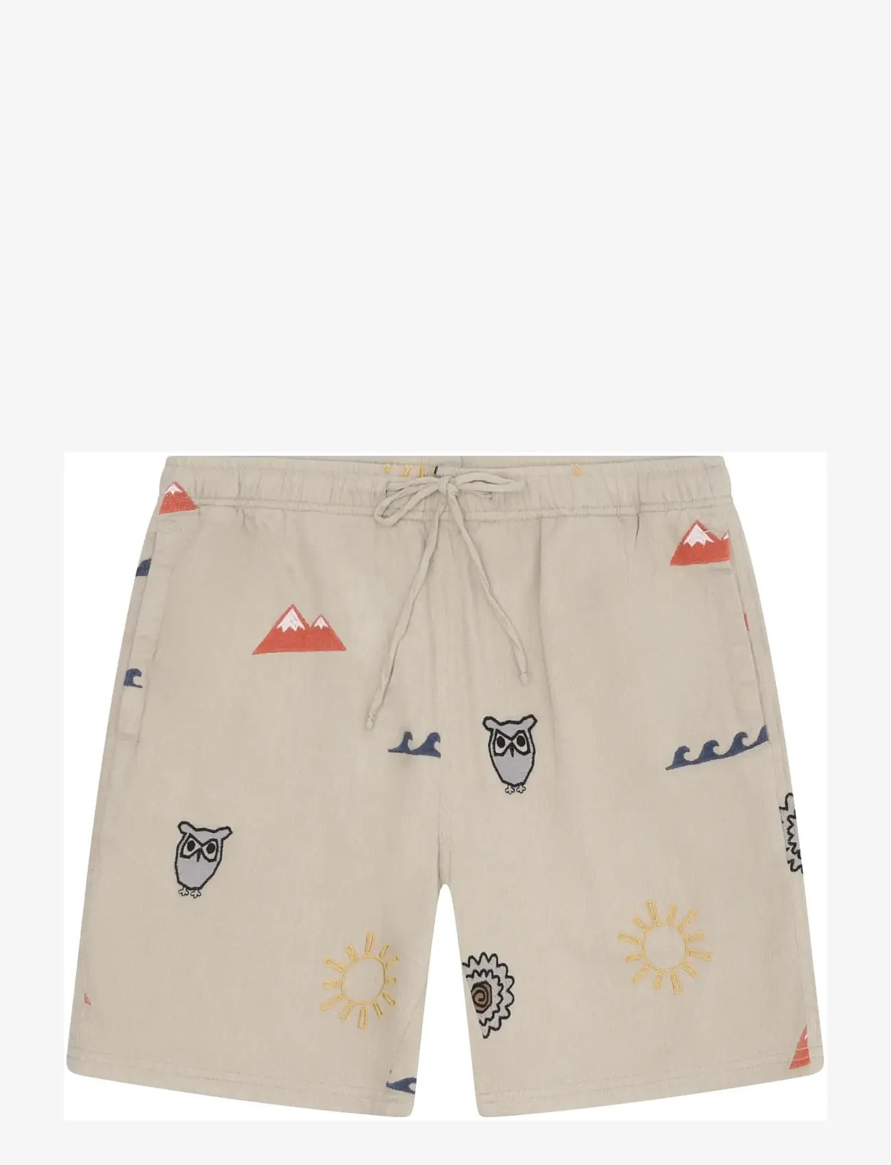 Knowledge Cotton Apparel - Fig loose embroidery shorts - lühikesed vabaajapüksid - light feather gray - 1