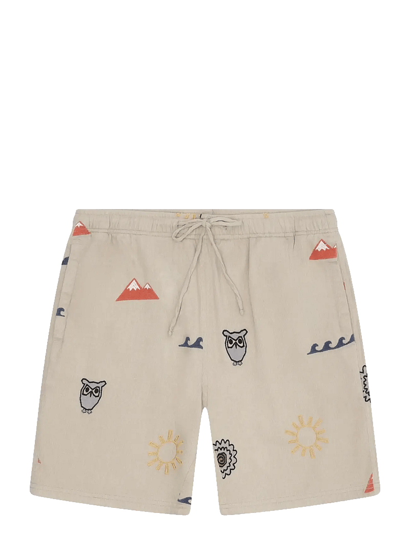 Knowledge Cotton Apparel - Fig loose embroidery shorts - lühikesed vabaajapüksid - light feather gray - 1