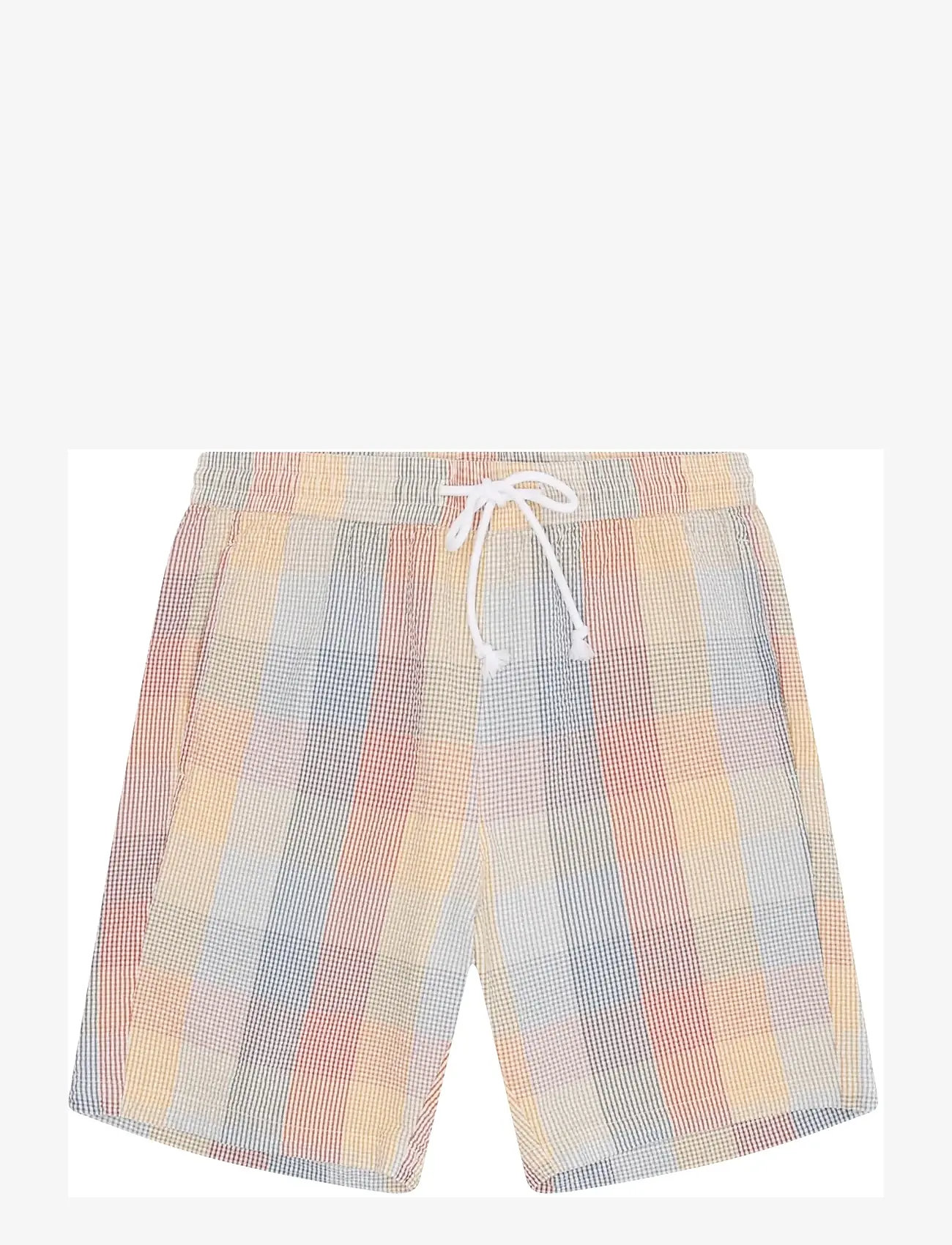 Knowledge Cotton Apparel - Fig loose seersucker shorts - casual shorts - multi check - 1