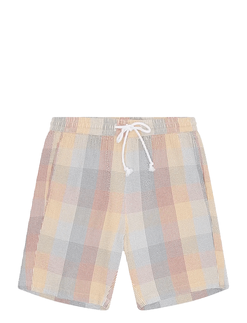 Knowledge Cotton Apparel - Fig loose seersucker shorts - casual shorts - multi check - 1