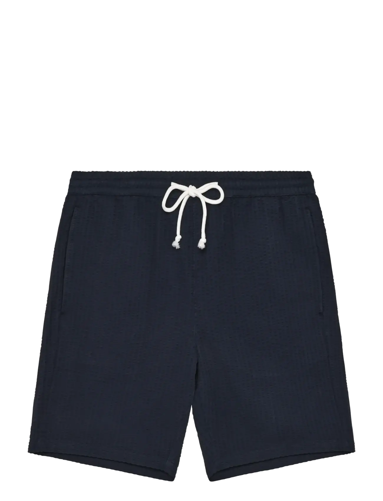Knowledge Cotton Apparel Fig Loose Seersucker Shorts, S, Marineblau - Casual Männerswear