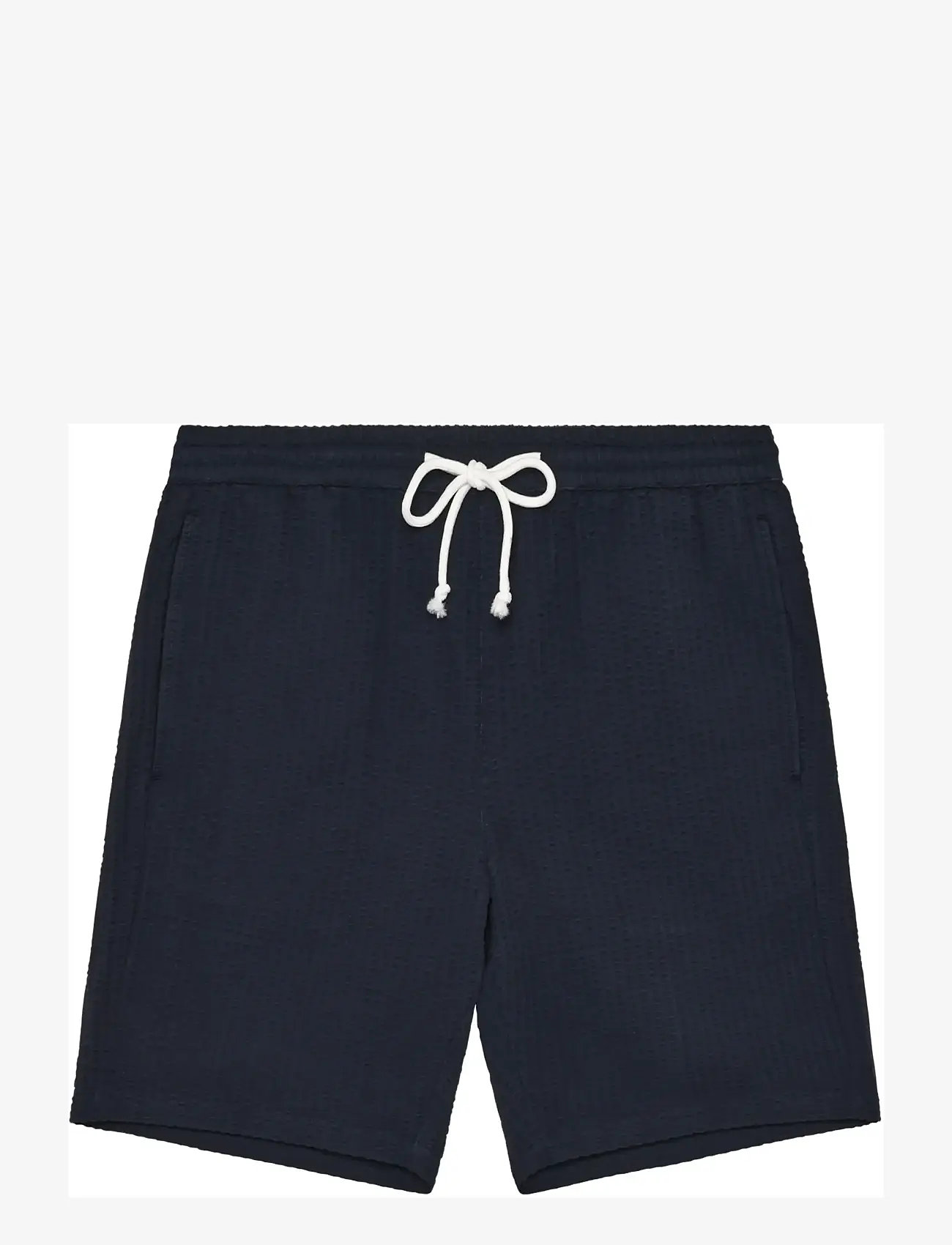 Knowledge Cotton Apparel - Fig loose seersucker shorts - casual shorts - night sky - 0
