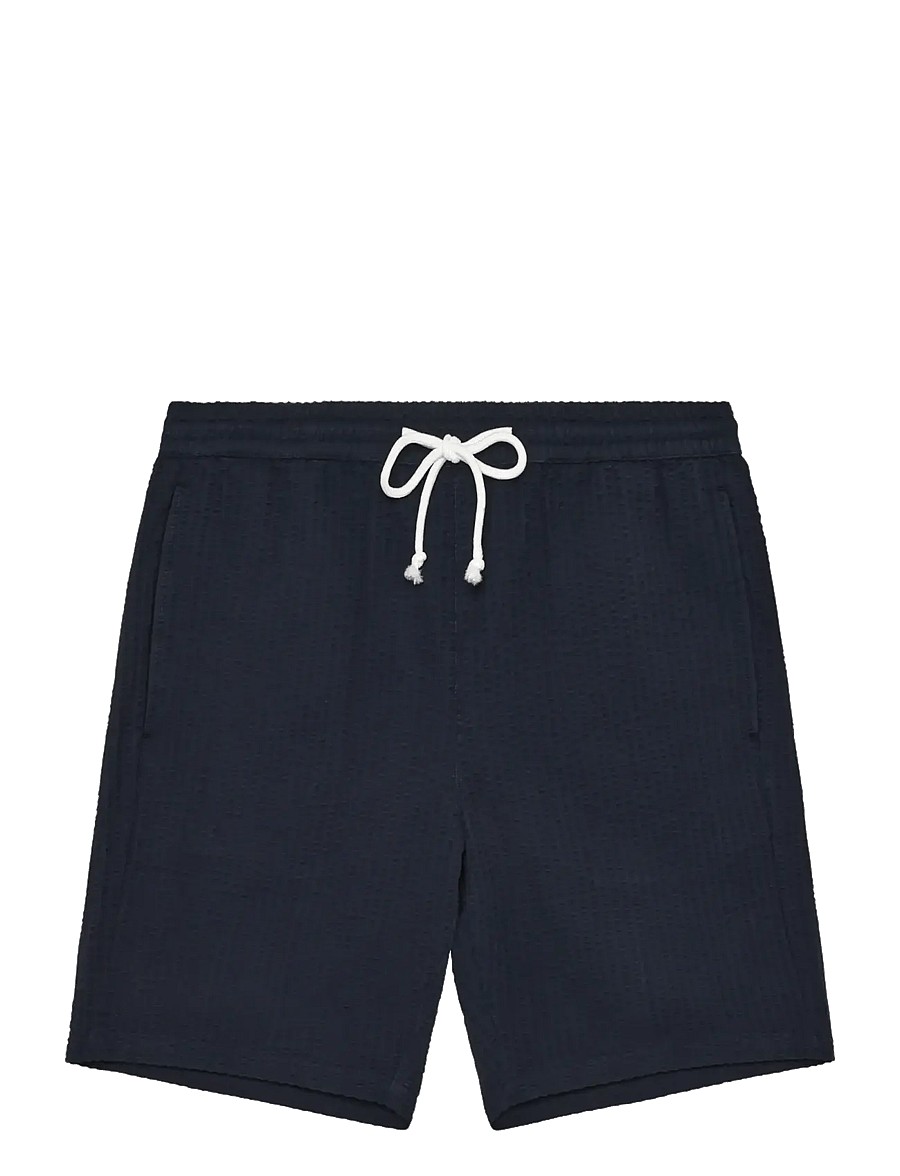 Knowledge Cotton Apparel - Fig loose seersucker shorts - casual shorts - night sky - 0